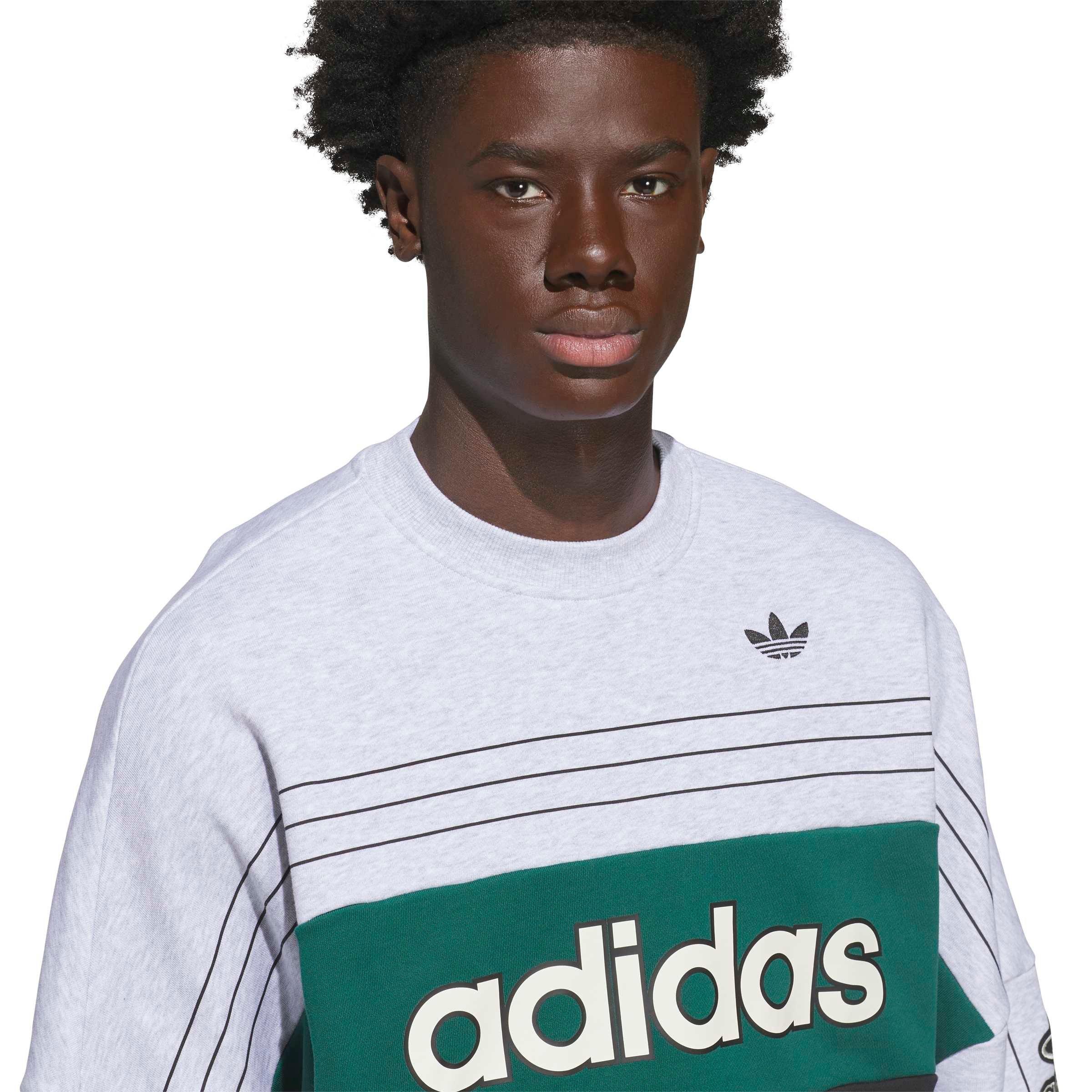 adidas Originals Men's Varsity Crewneck Sweatshirt - Grey - GREY Thumbnail View 3