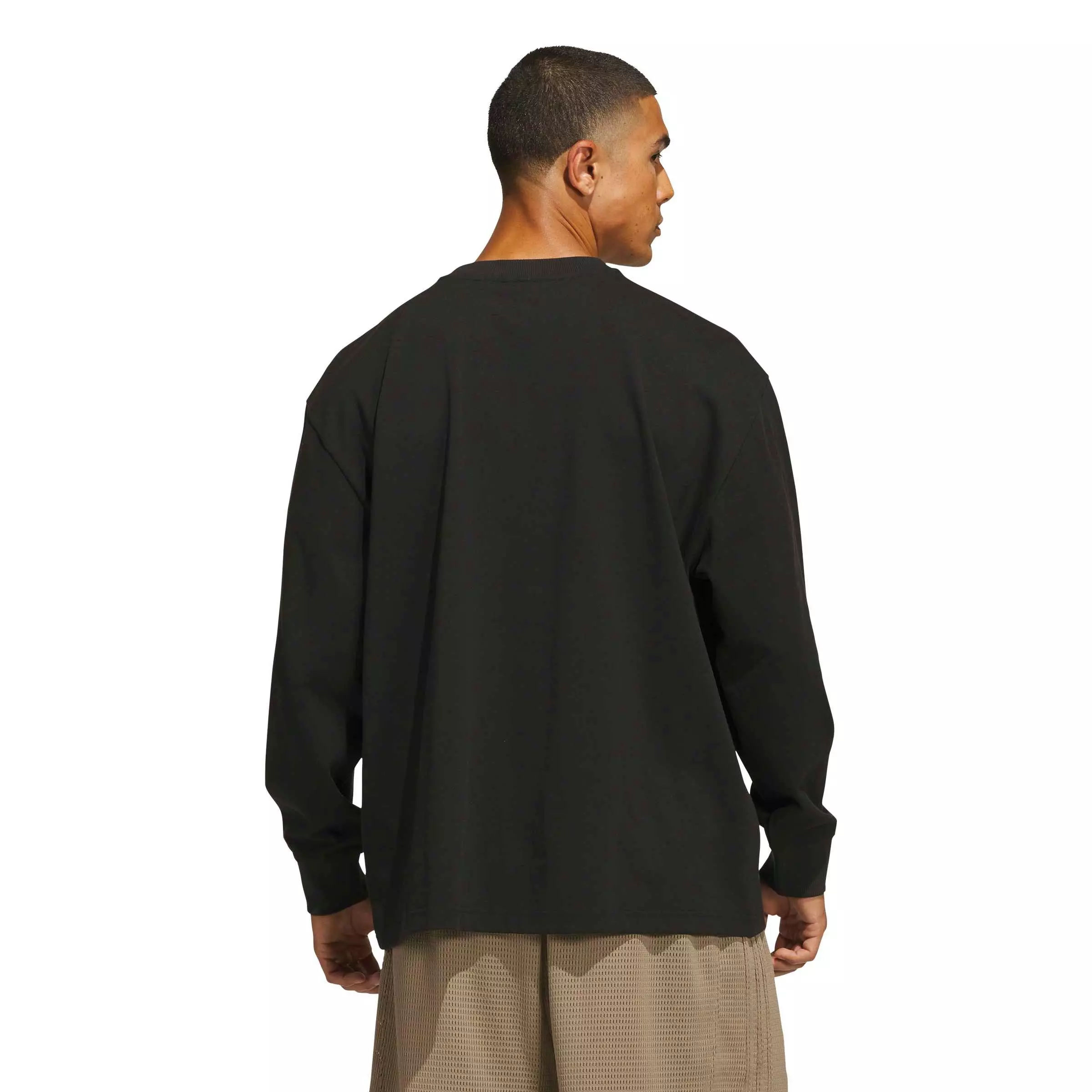 adidas Men's Basketball Single Jersey Long Sleeve Top - Black - BLACK