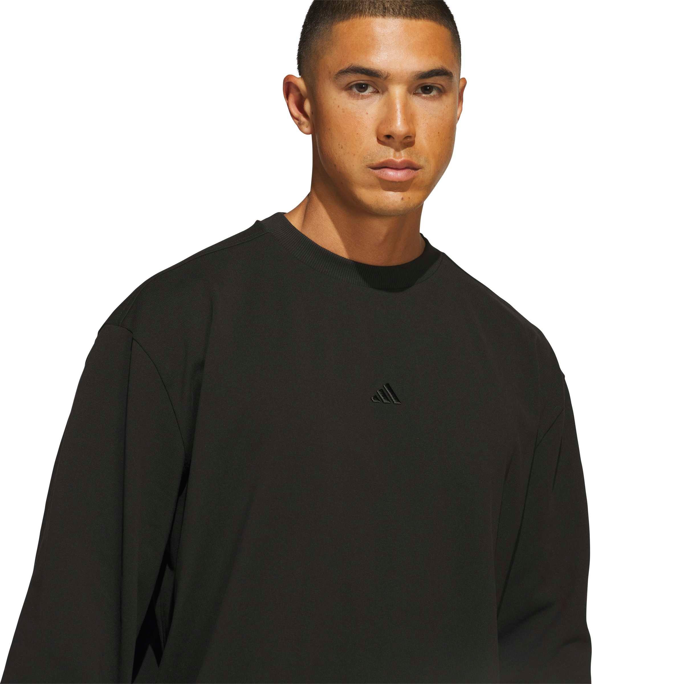 adidas Men's Basketball Single Jersey Long Sleeve Top - Black - BLACK