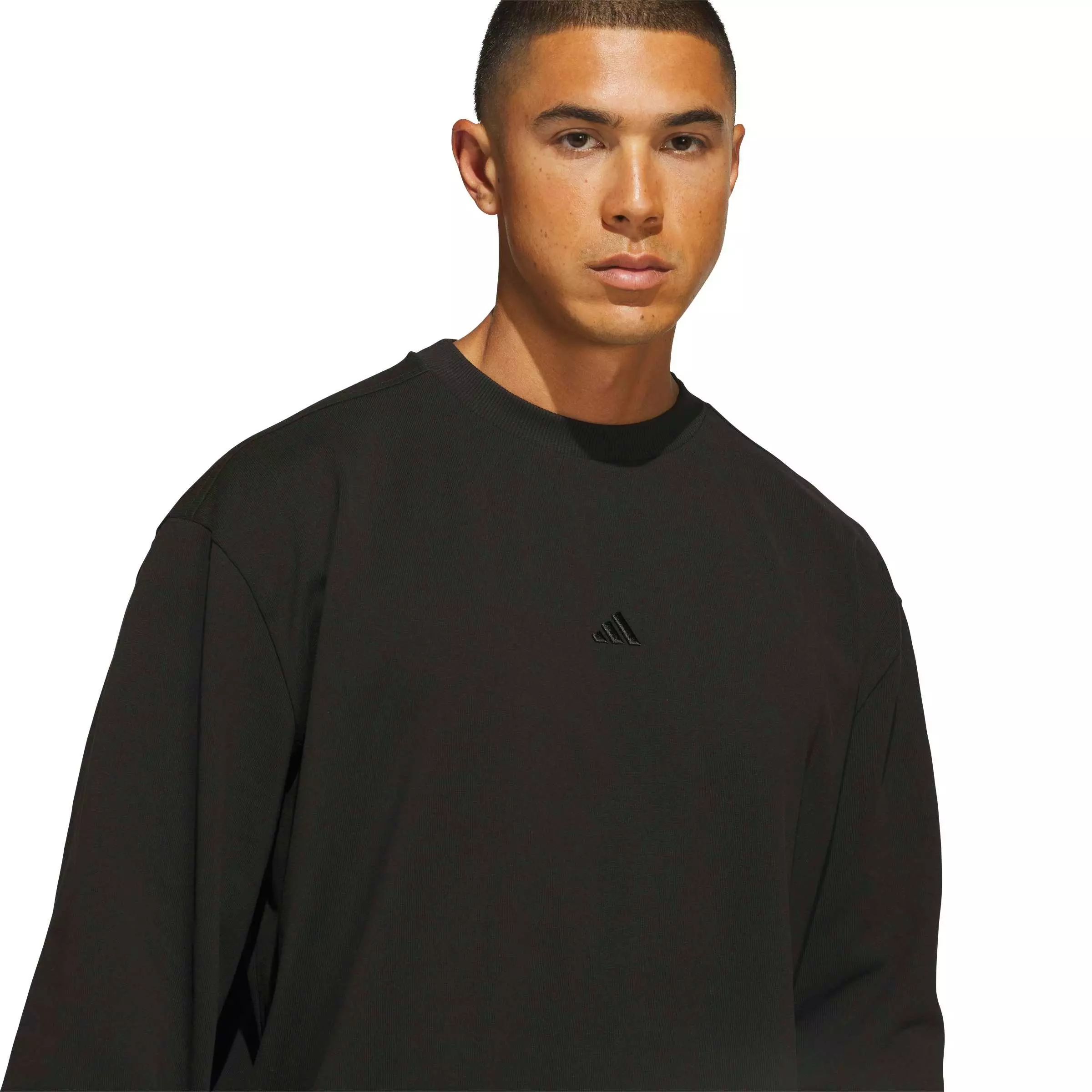 adidas Men's Basketball Single Jersey Long Sleeve Top - Black - BLACK