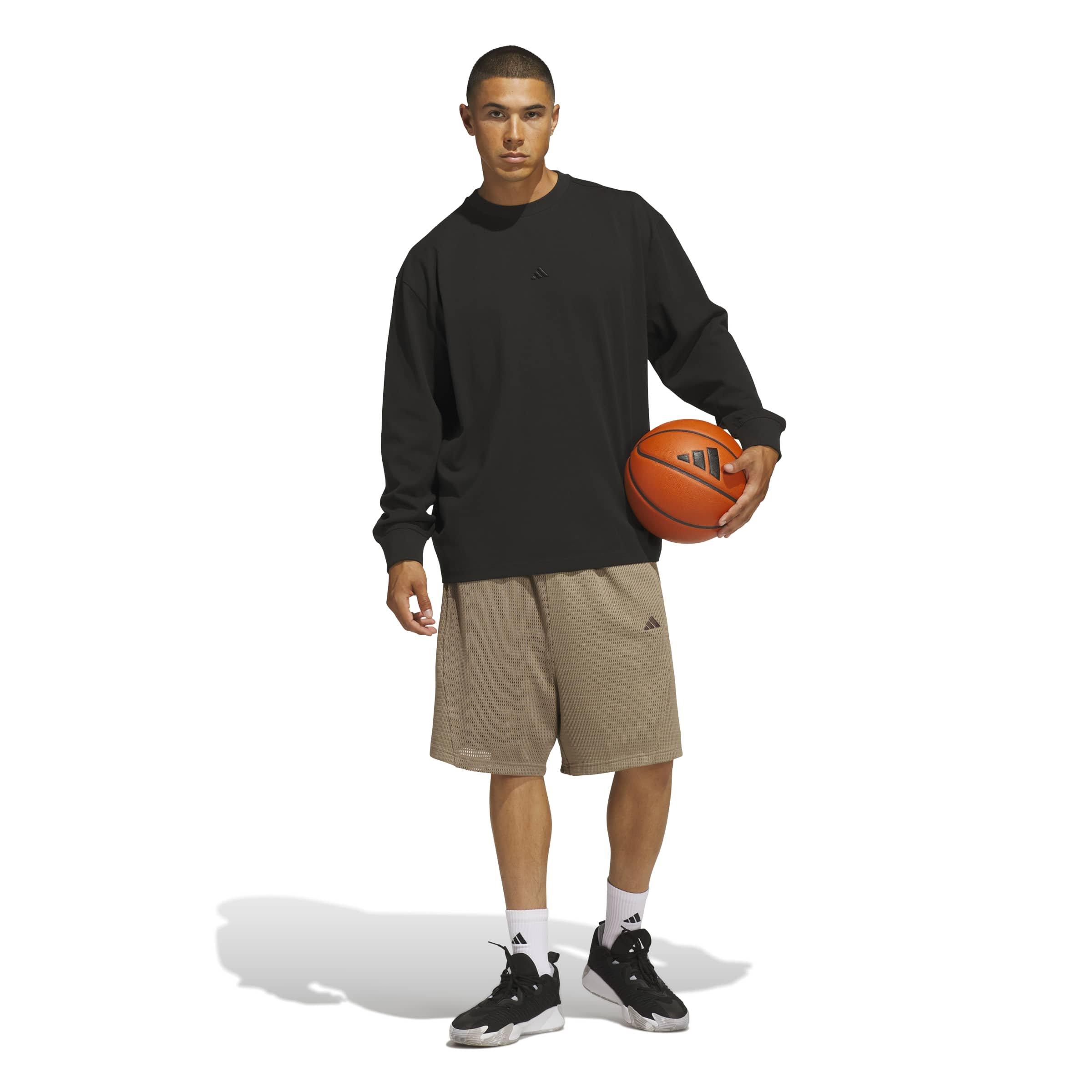 adidas Men's Basketball Single Jersey Long Sleeve Top - Black - BLACK
