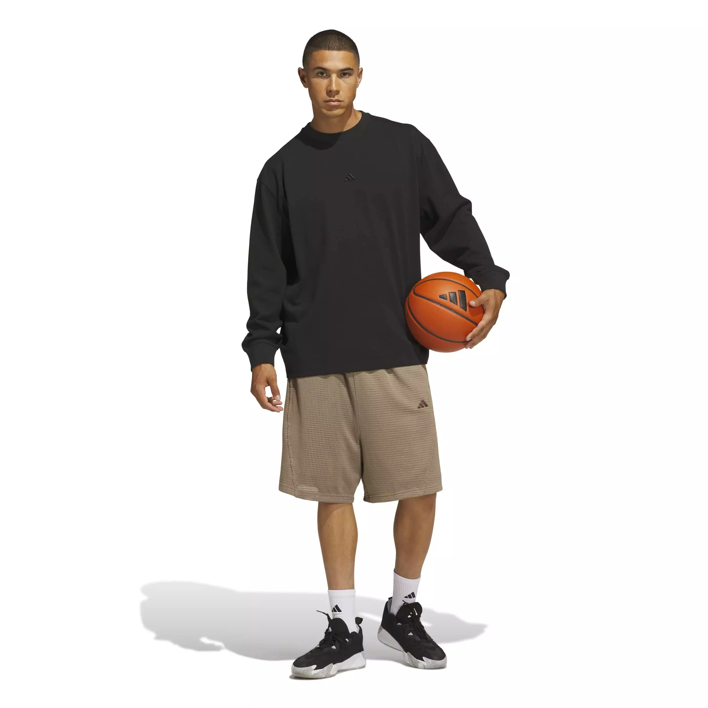 adidas Men's Basketball Single Jersey Long Sleeve Top - Black - BLACK