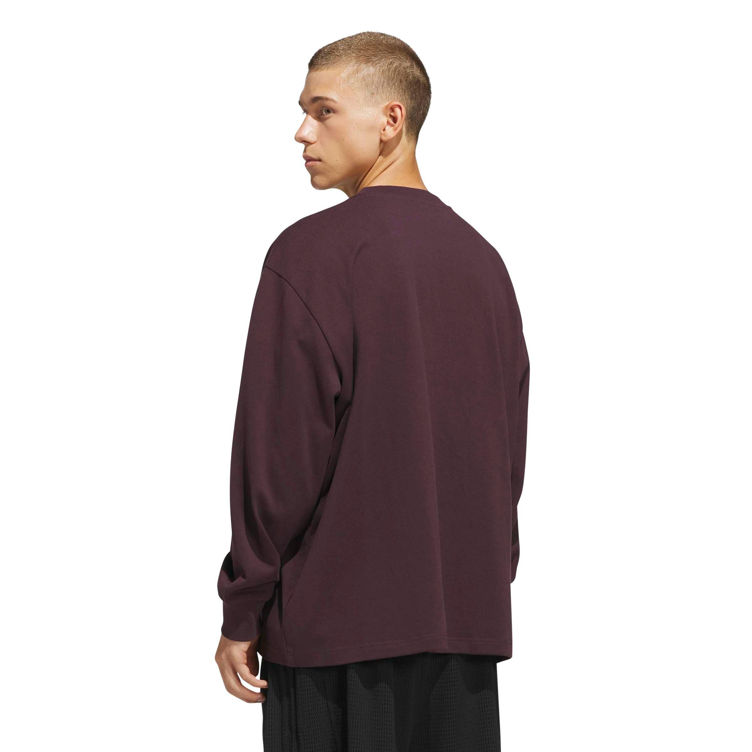 adidas Men's Basketball Single jersey Long Sleeve Top - Maroon - MAROON
