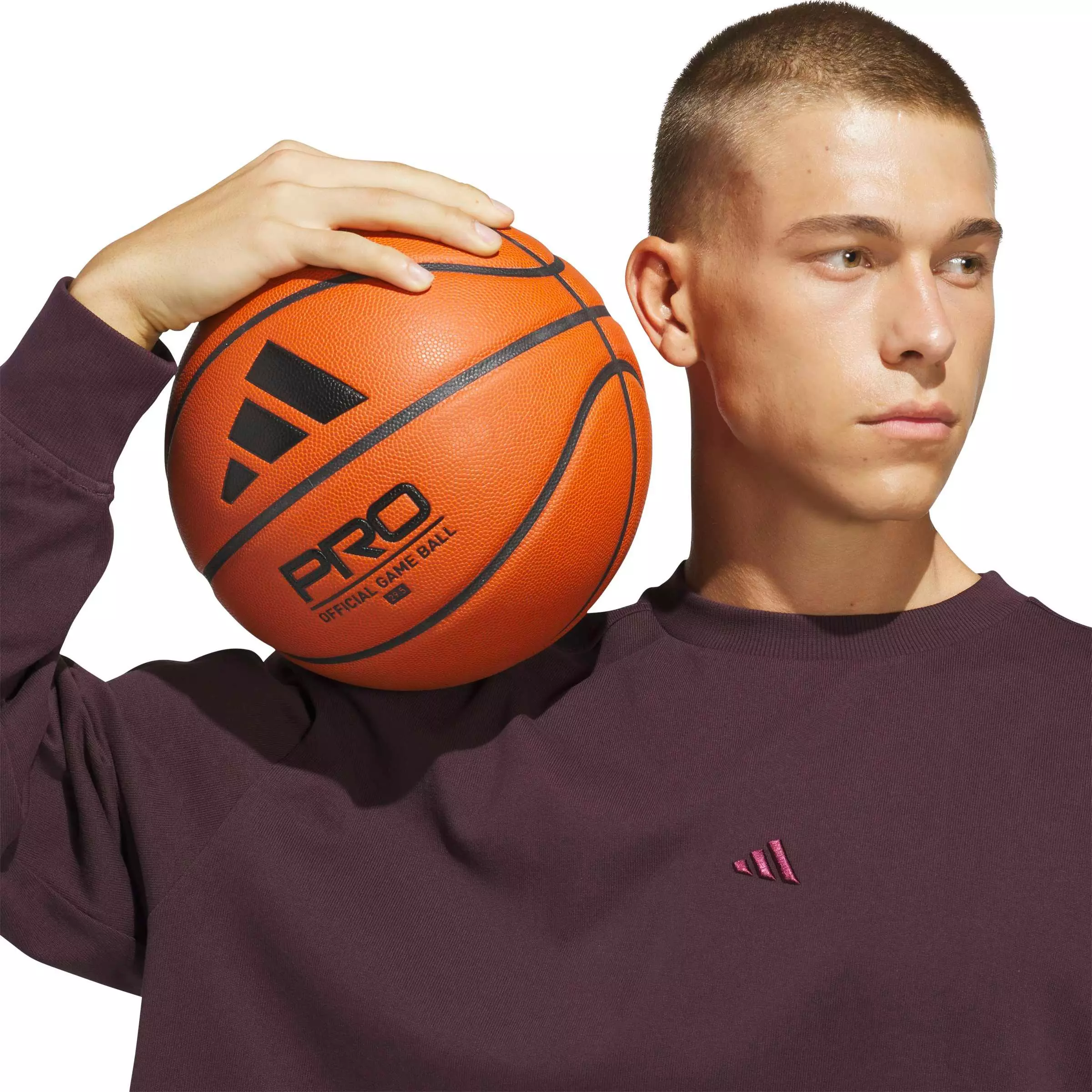 adidas Men's Basketball Single jersey Long Sleeve Top - Maroon - MAROON