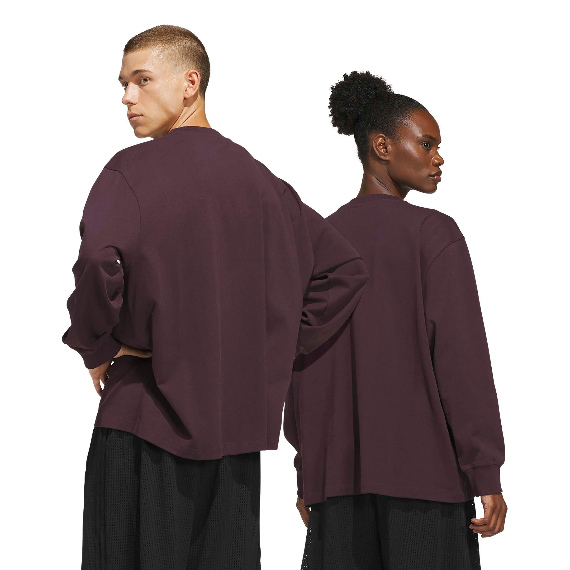 adidas Men's Basketball Single jersey Long Sleeve Top - Maroon - MAROON