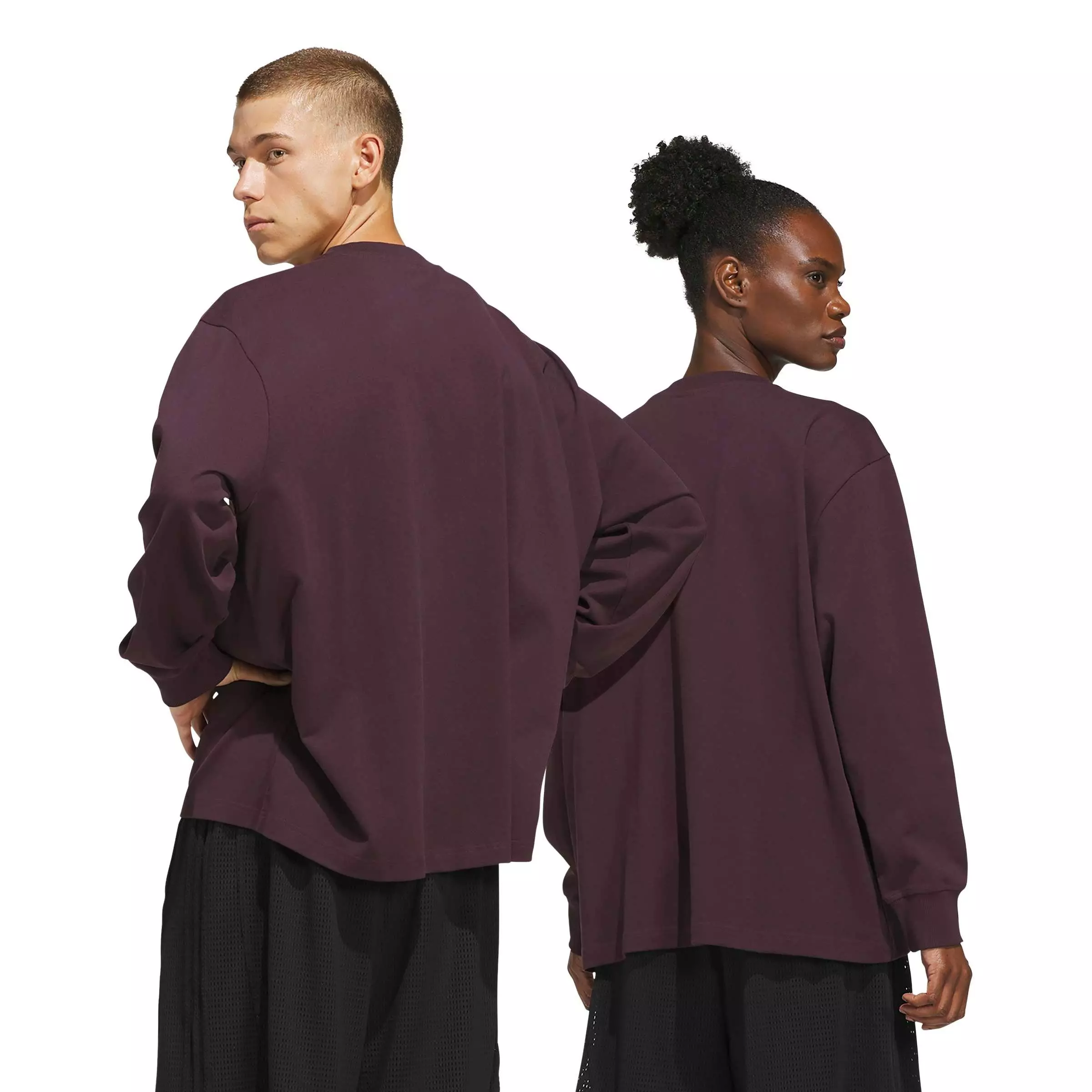 adidas Men's Basketball Single jersey Long Sleeve Top - Maroon - MAROON