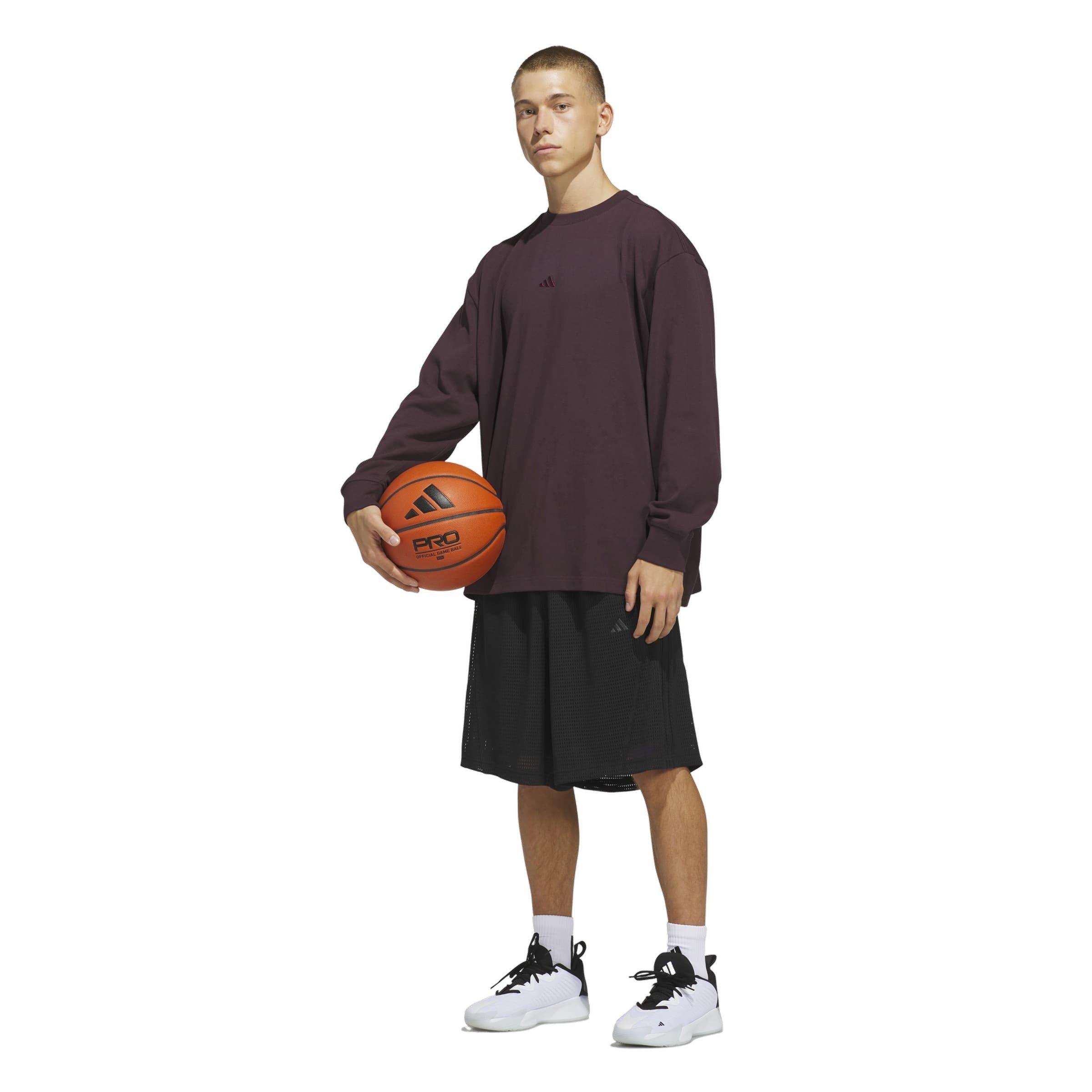adidas Men's Basketball Single jersey Long Sleeve Top - Maroon - MAROON
