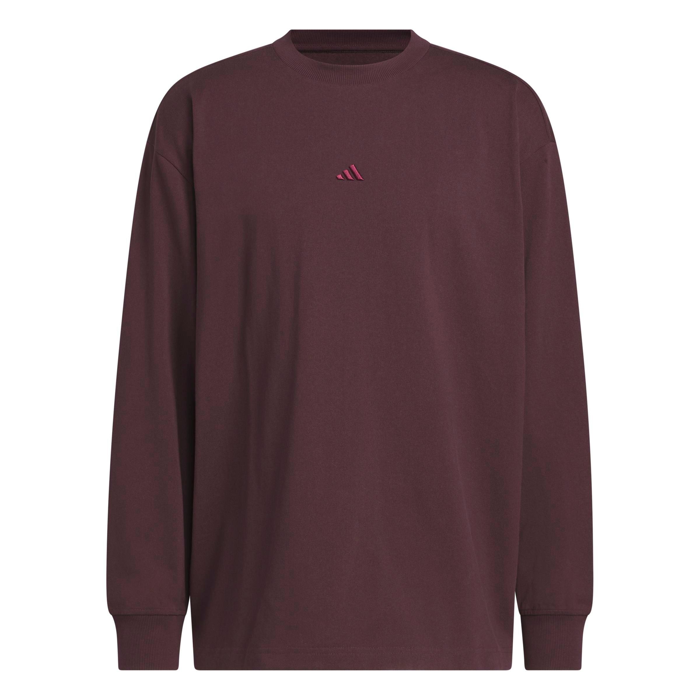 adidas Men's Basketball Single jersey Long Sleeve Top - Maroon - MAROON