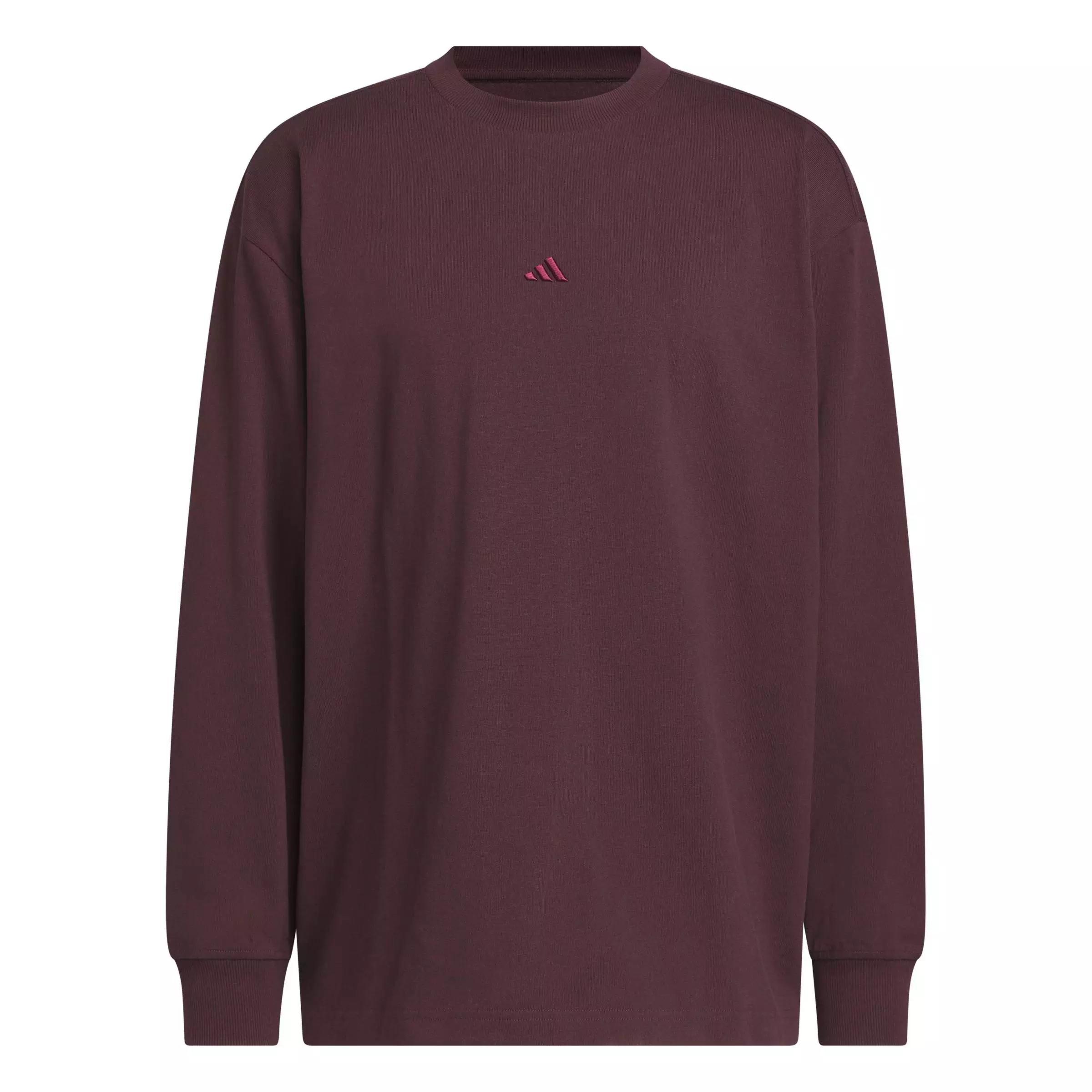 adidas Men's Basketball Single jersey Long Sleeve Top - Maroon - MAROON