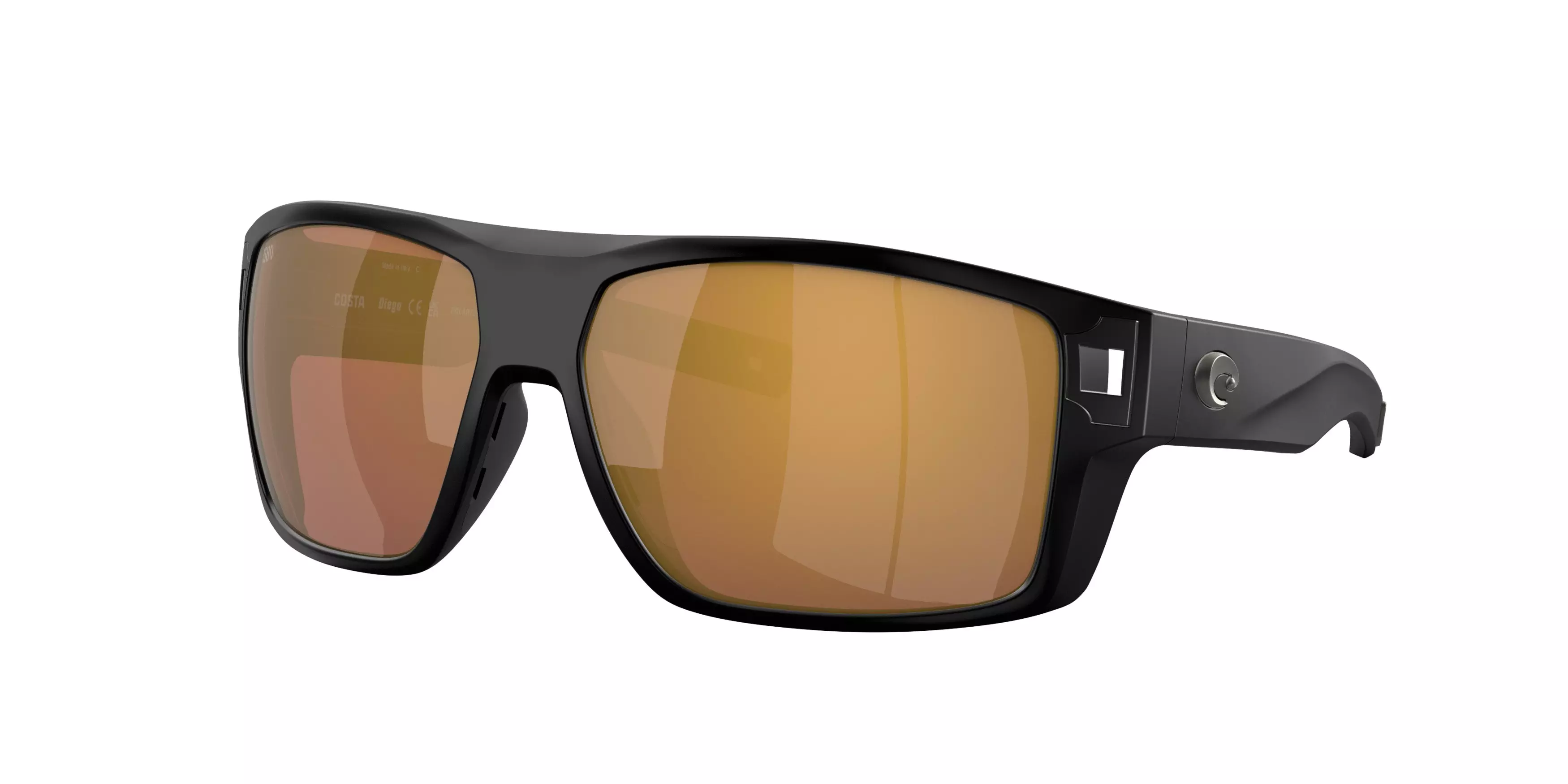 Costa Del Mar Diego 580P Gold Mirror Polarized Matte Black Sunglasses - BLACK/GOLD