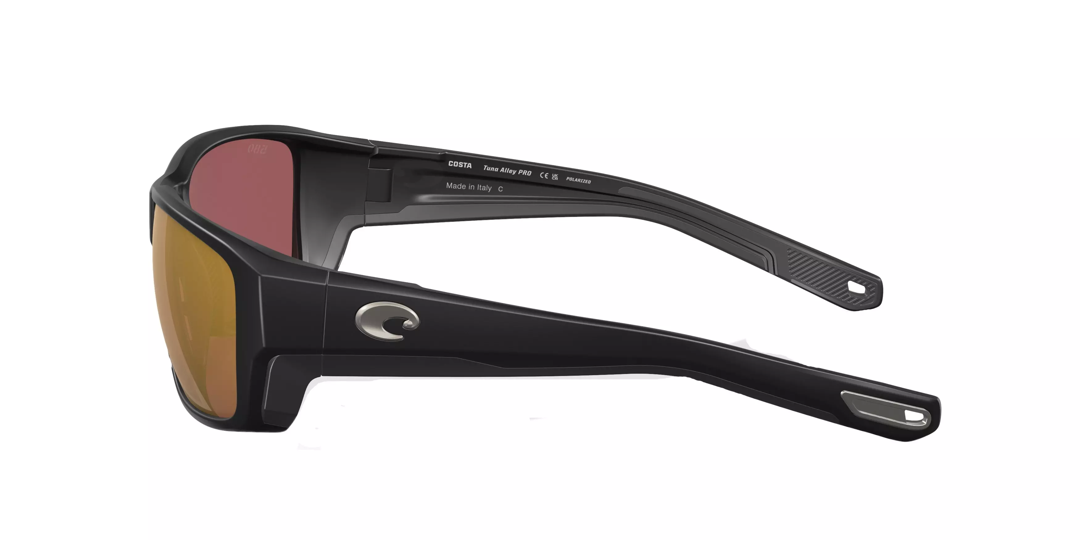 Costa Del Mar Tuna Alley Pro Gold Mirror Polarized Matte Black Sunglasses - BLACK/GOLD
