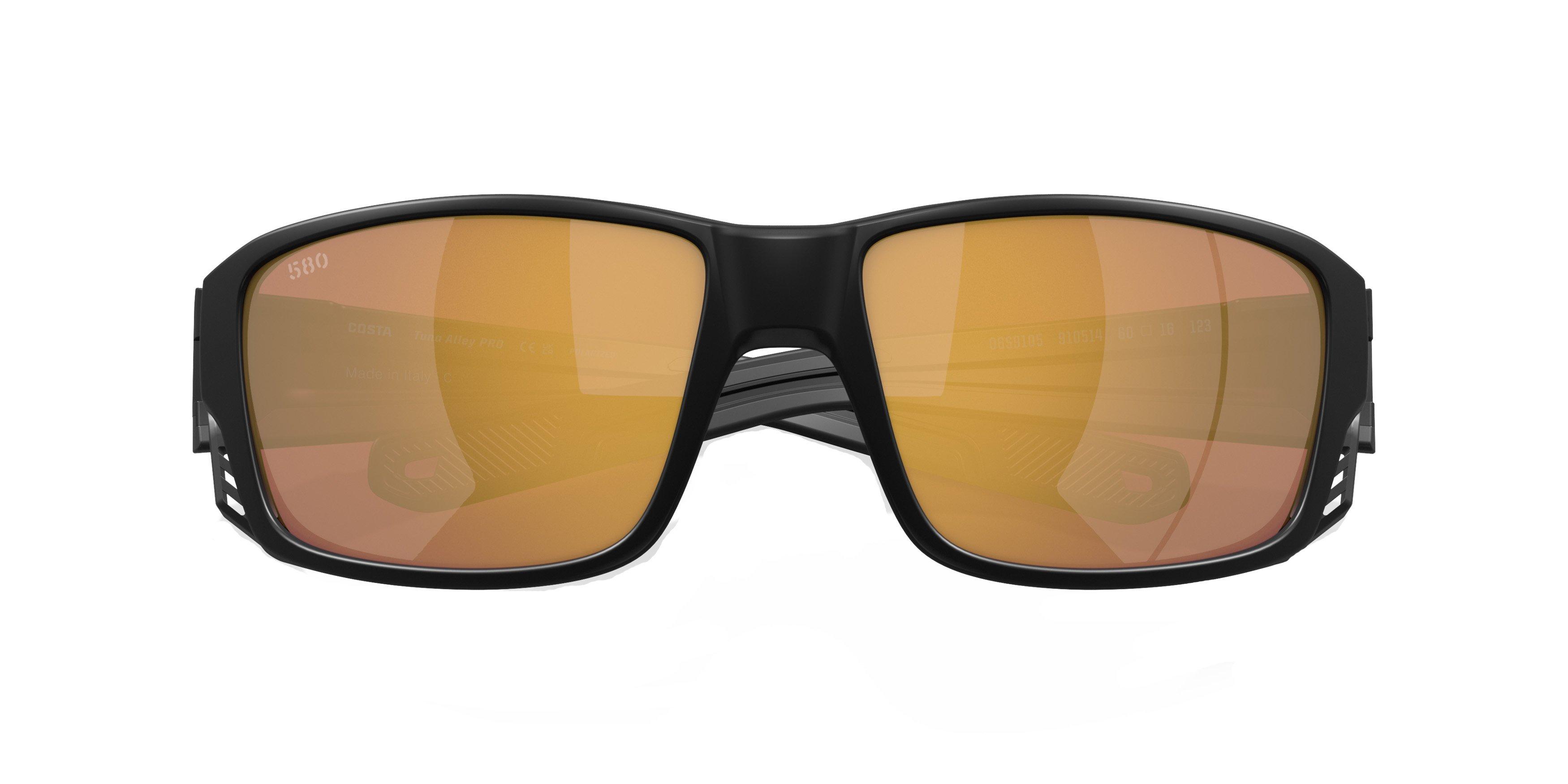 Costa Del Mar Tuna Alley Pro Gold Mirror Polarized Matte Black Sunglasses - BLACK/GOLD Thumbnail View 7