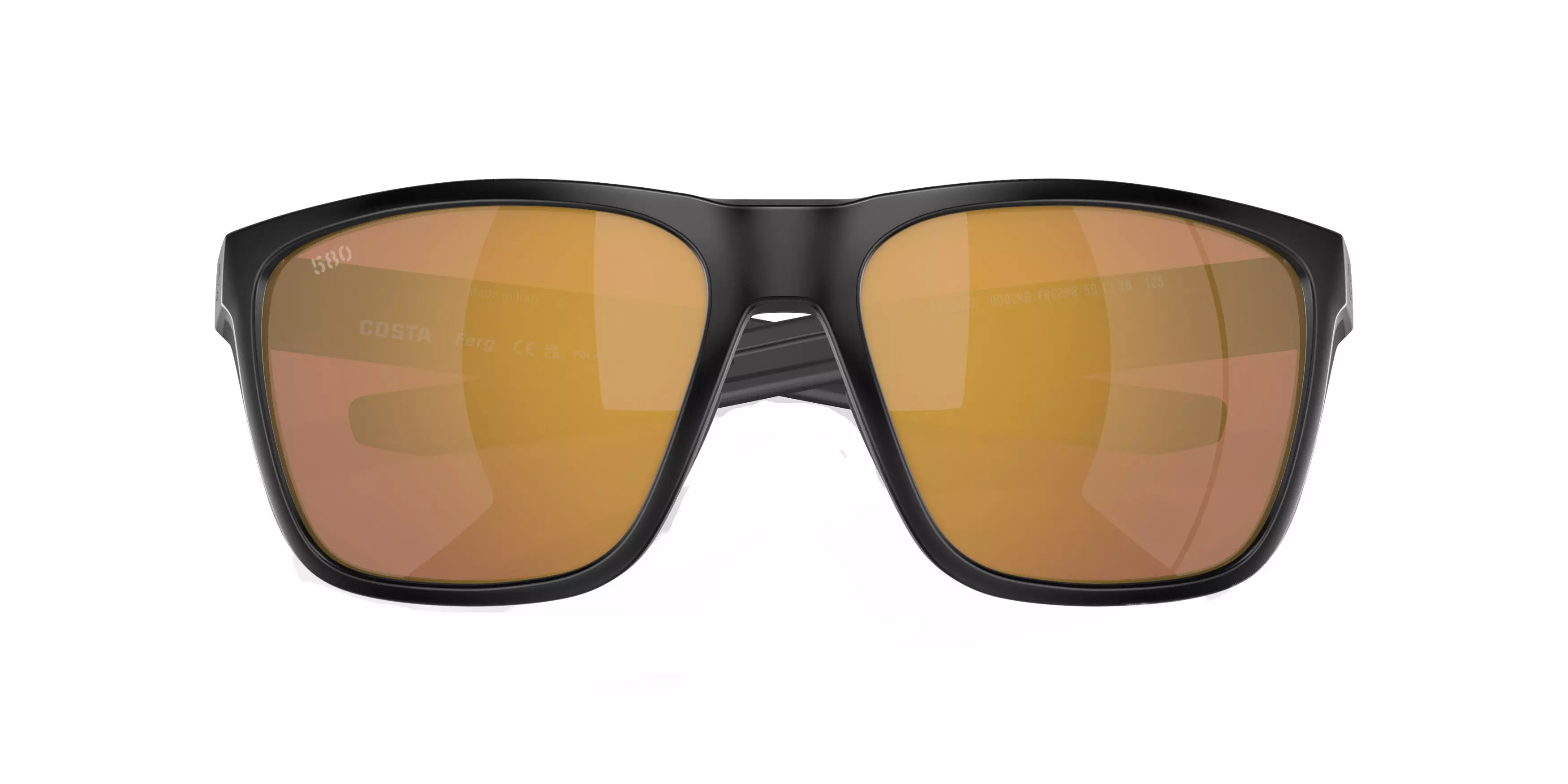 Costa Del Mar Ferg Gold Mirror Polarized 580G Matte Black Sunglasses - BLACK/GOLD