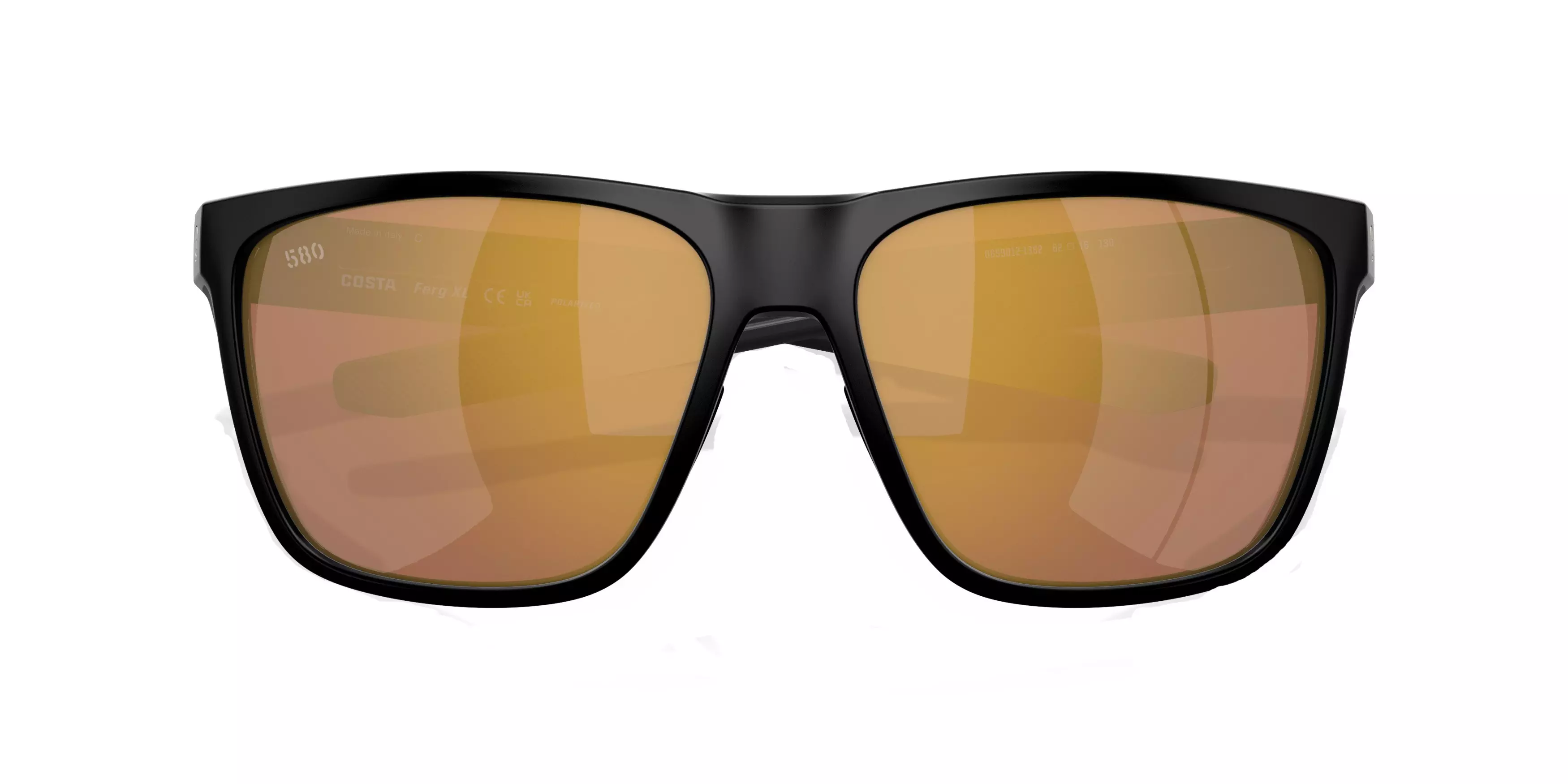 Costa Del Mar Ferg Gold Mirror Polarized 580G Matte Black Sunglasses - BLACK/GOLD