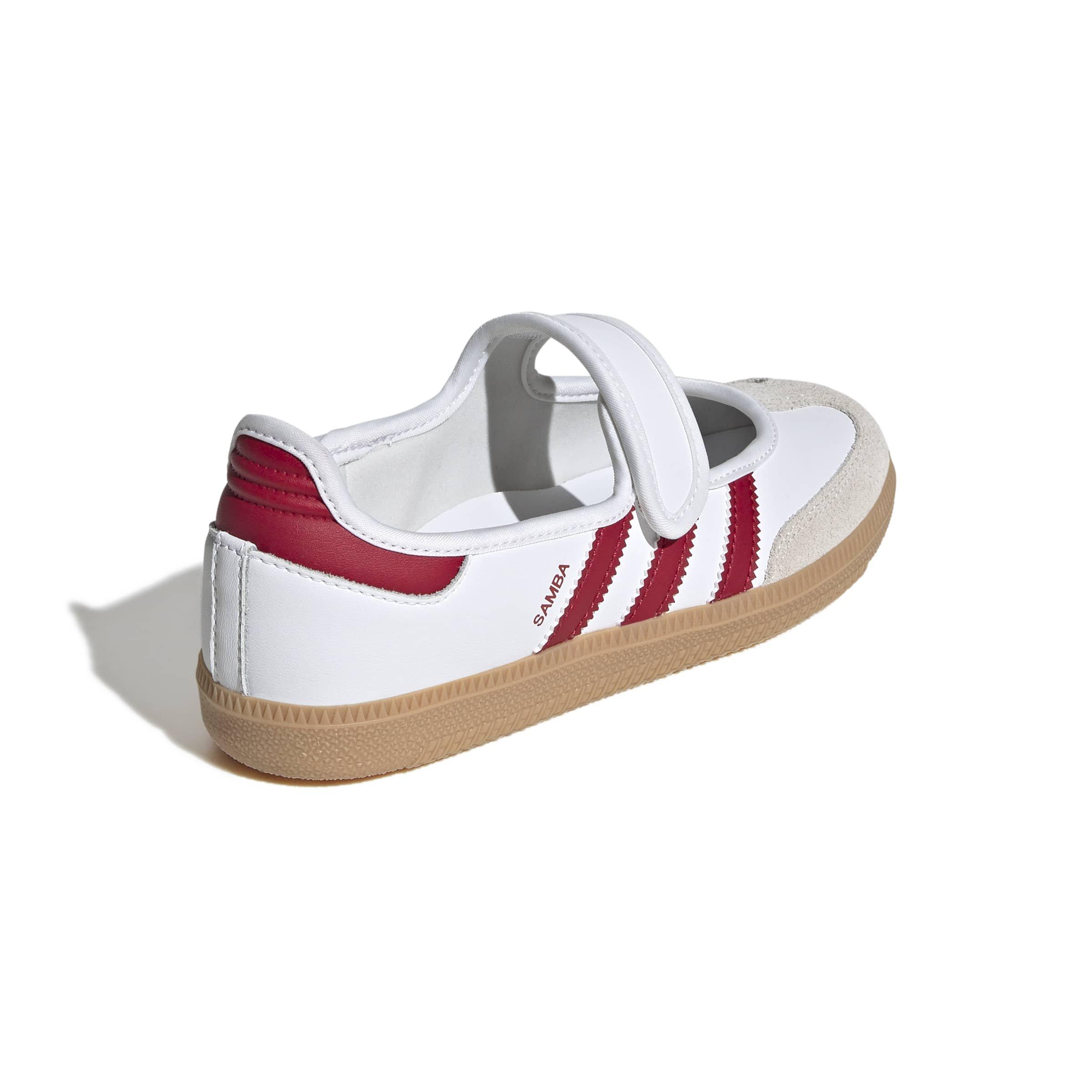 adidas Originals Samba Jane "Ftwr White/Team Victory Red/Gum 3" Grade School Girls' Shoe - WHITE/RED/BROWN Thumbnail View 4