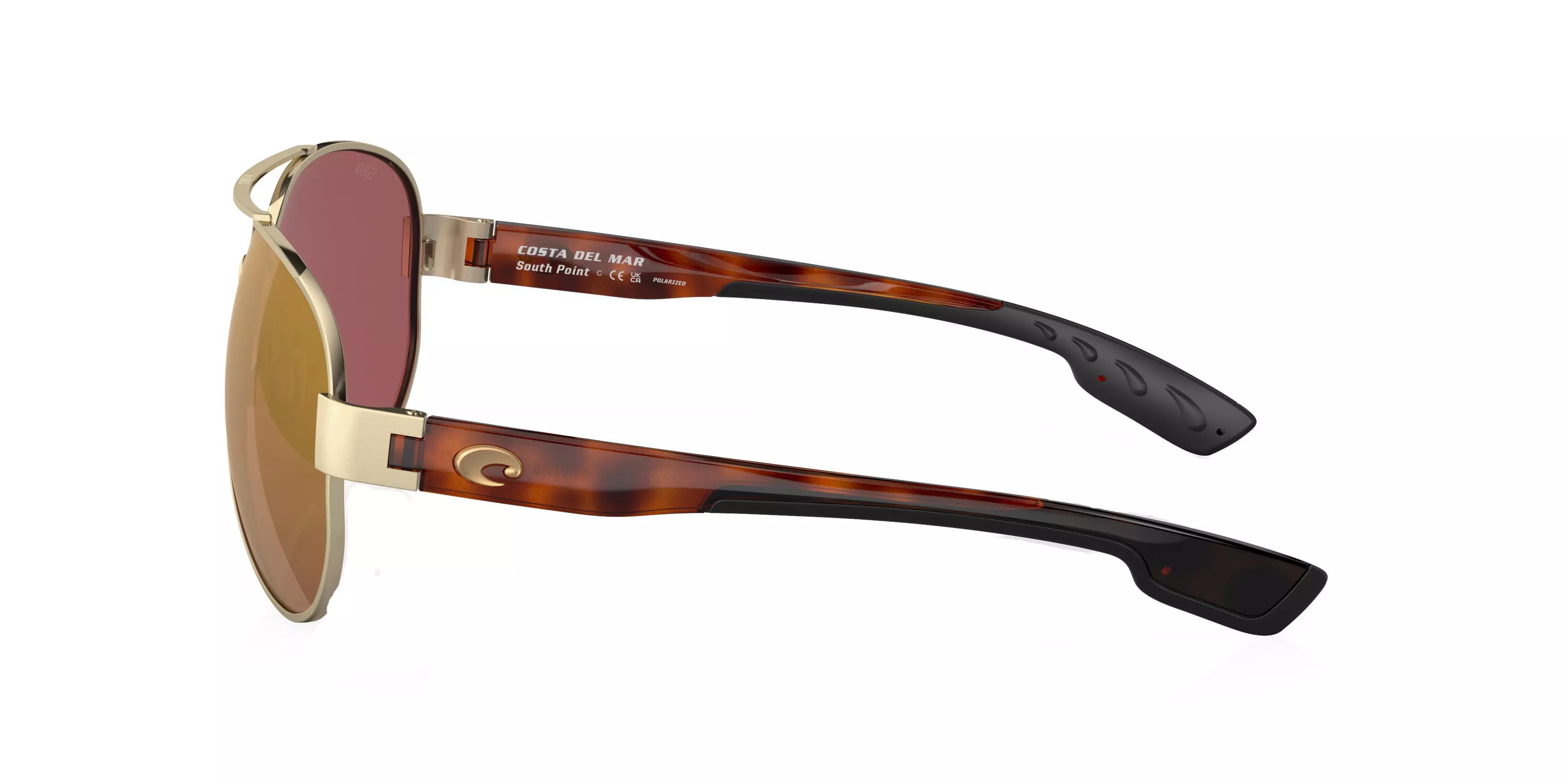 Costa Del Mar South Point Gold Mirror Polarized Brushed Gold Sunglasses - GOLD