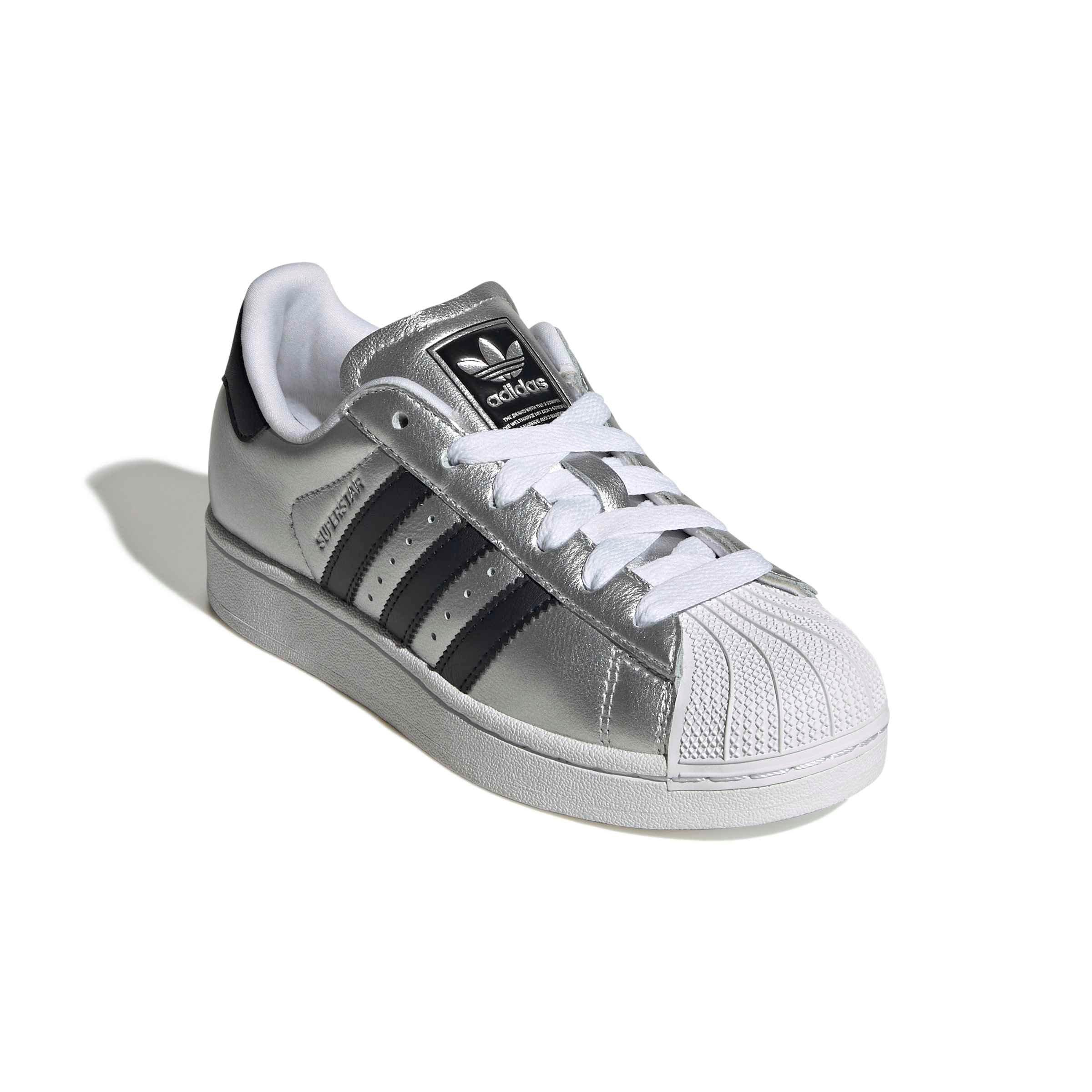 adidas Originals Superstar II "Silver Met/Core Black" Grade School Girls' Shoe - SILVER/BLACK Thumbnail View 3
