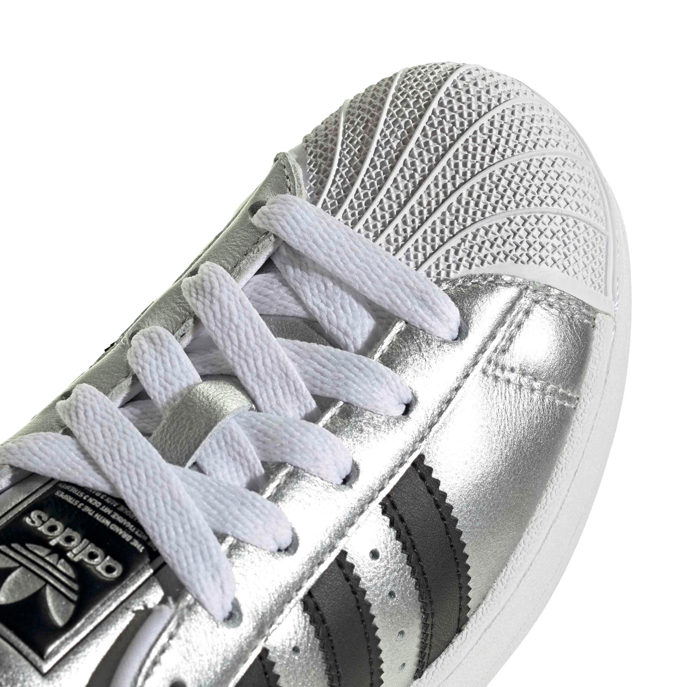 adidas Originals Superstar II "Silver Met/Core Black" Grade School Girls' Shoe - SILVER/BLACK Thumbnail View 8