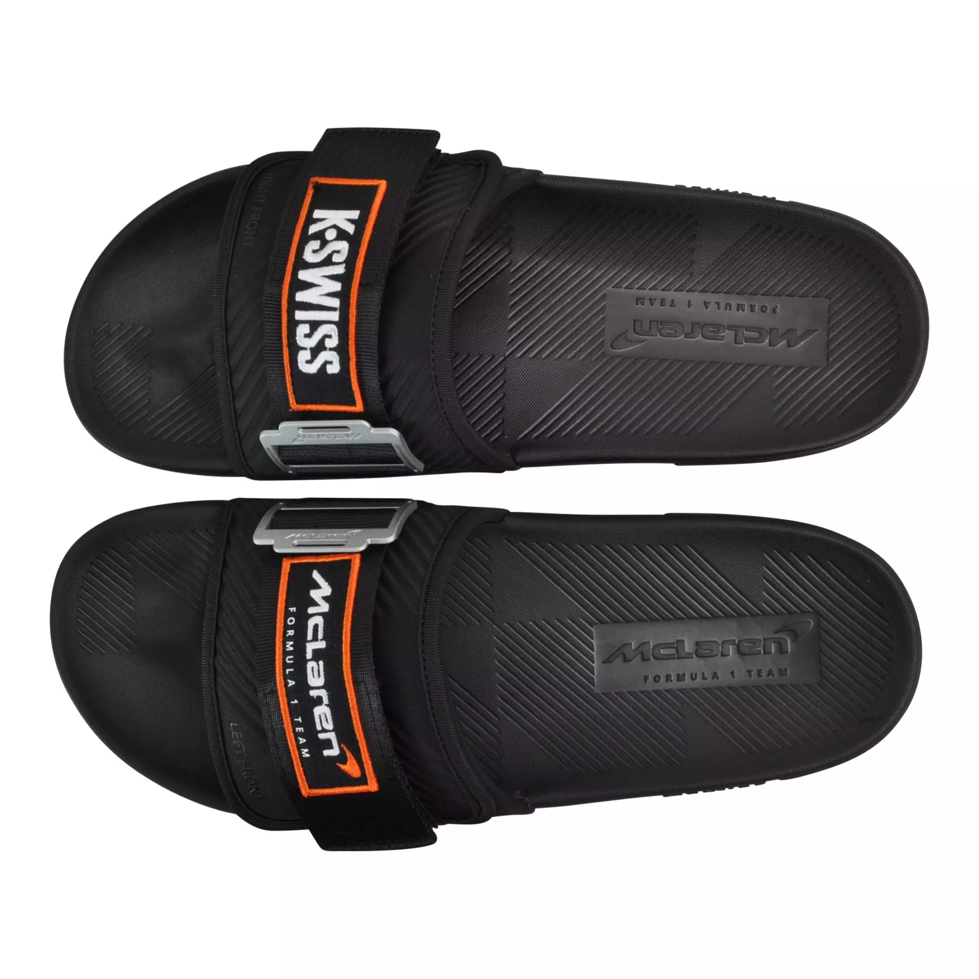 K-Swiss X McLaren "Black/Papaya" Men's Strap Sandal Slide - BLACK/PAPAYA