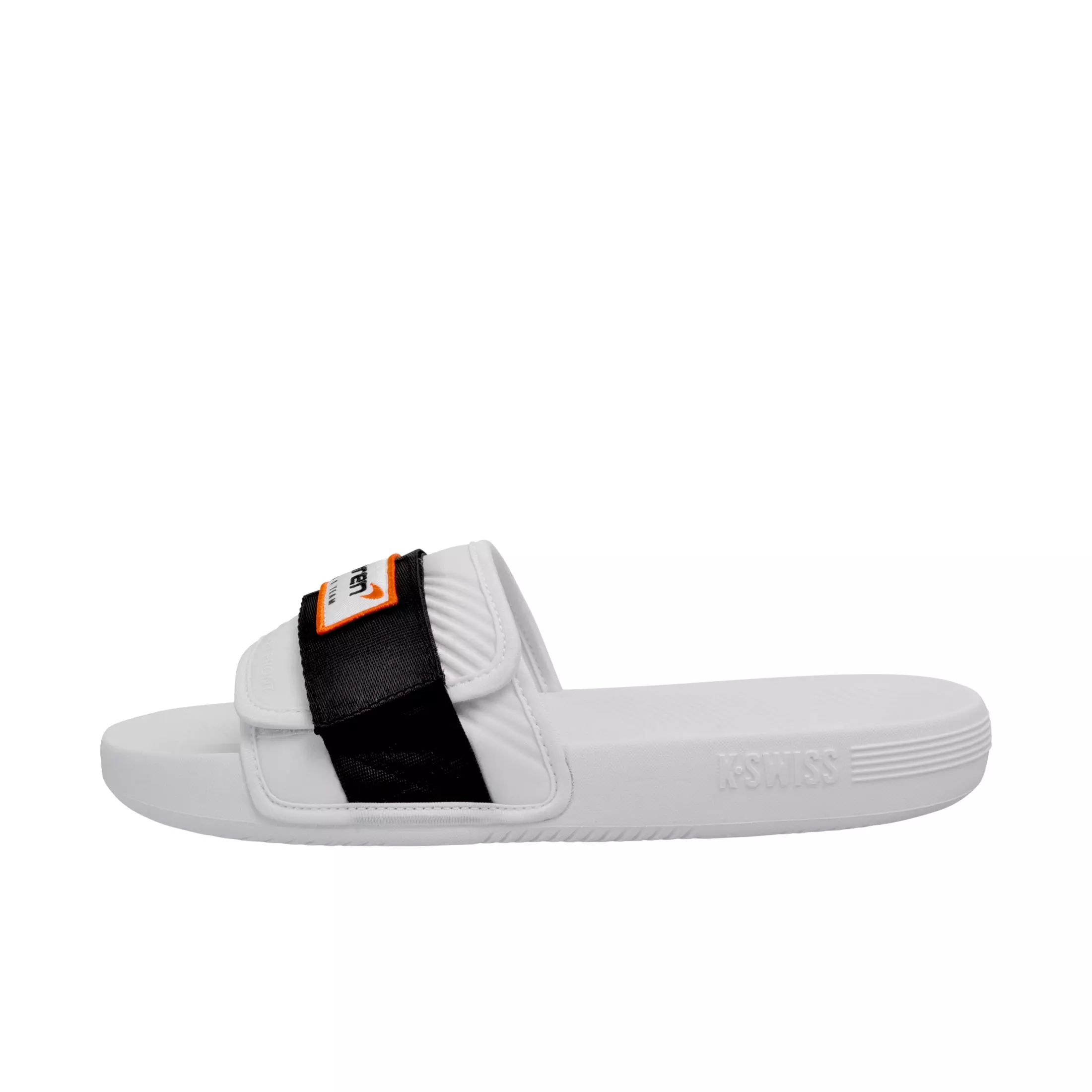 K-Swiss X McLaren "White/Black/Papaya" Men's Strap Sandal Slide - WHITE /BLACK /PAPAYA