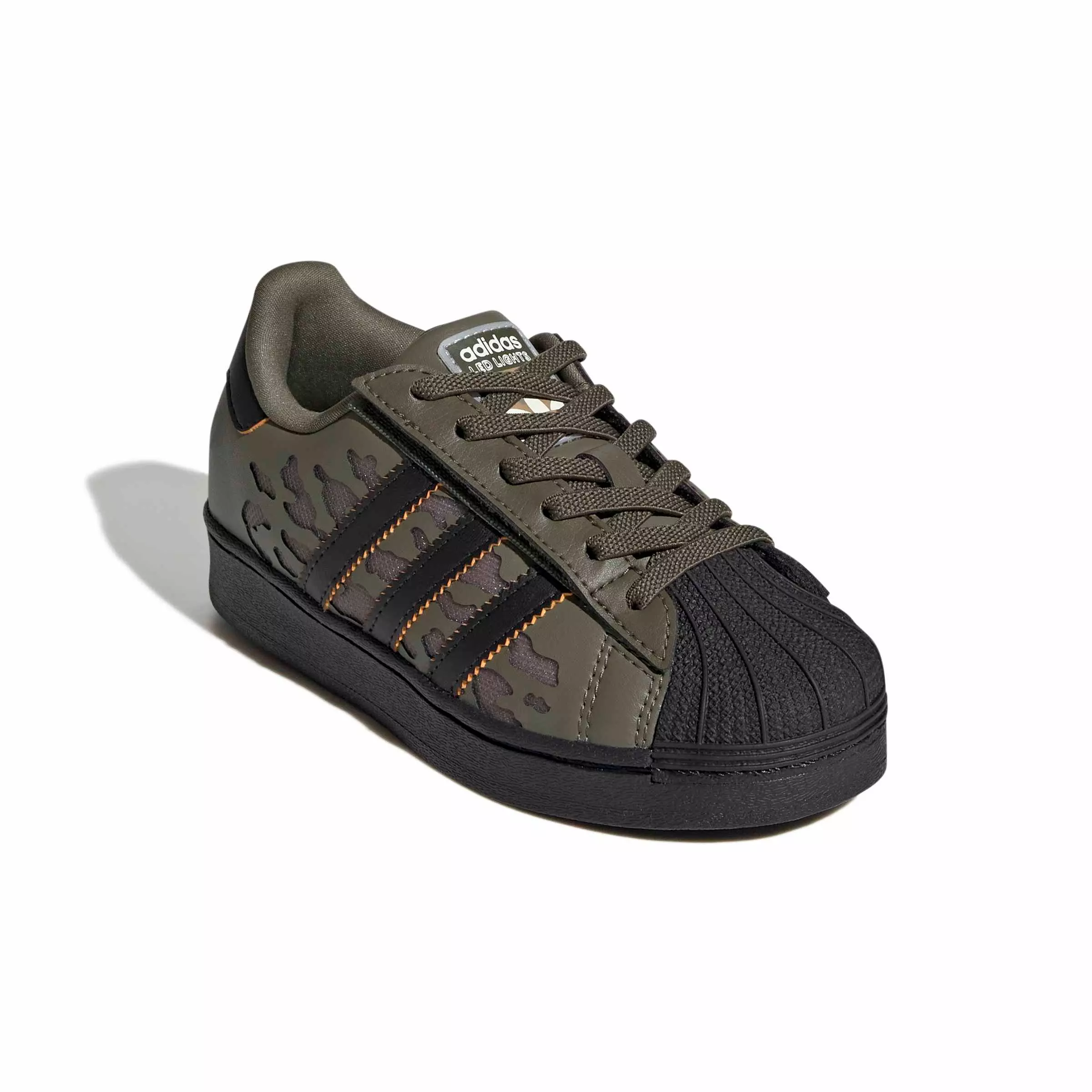 adidas Originals Superstar LED Lights CCEL "Silver Pebble/Olive/Core Black" Preschool Boys' Shoe - SILVER/OLIVE/BLACK