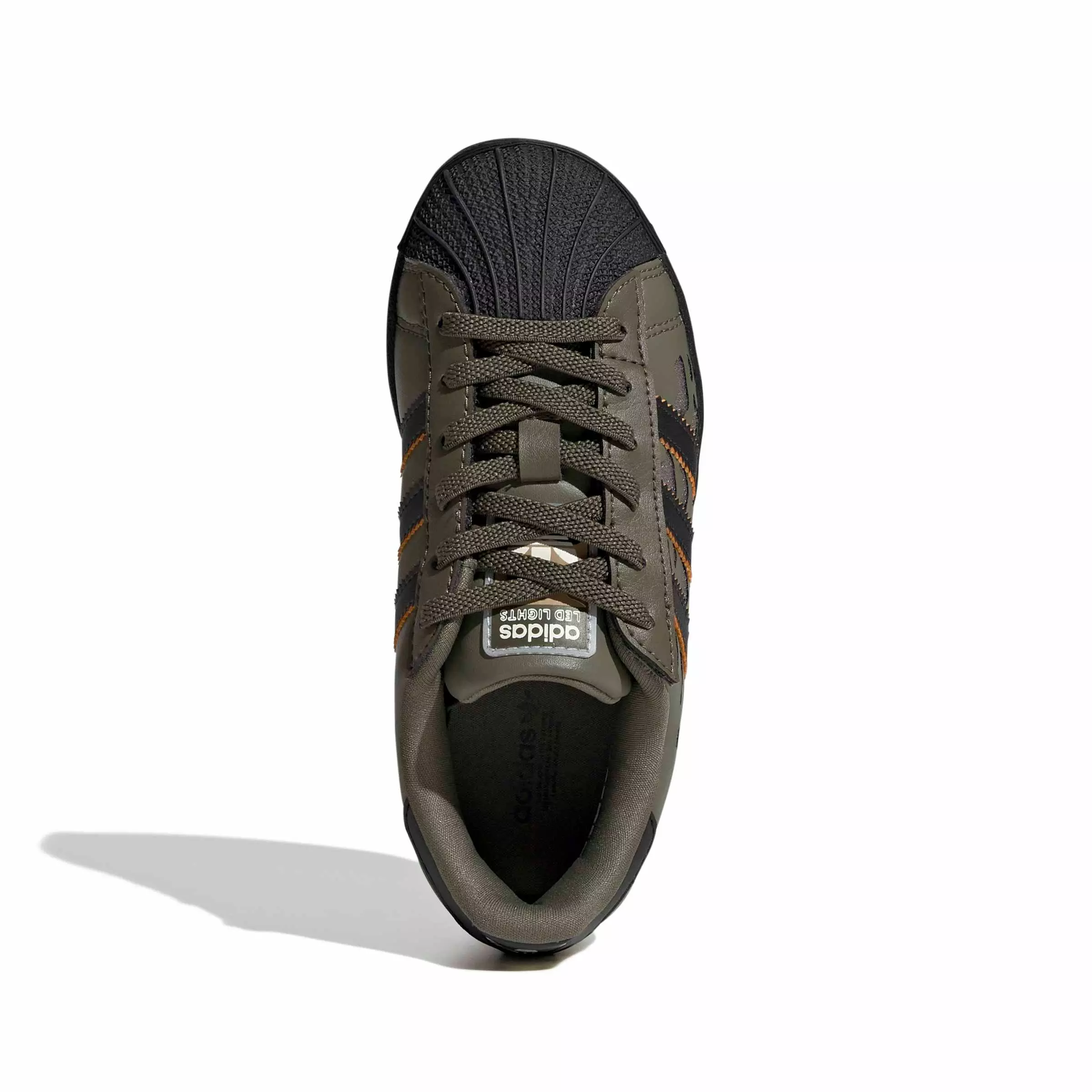 adidas Originals Superstar LED Lights CCEL "Silver Pebble/Olive/Core Black" Preschool Boys' Shoe - SILVER/OLIVE/BLACK