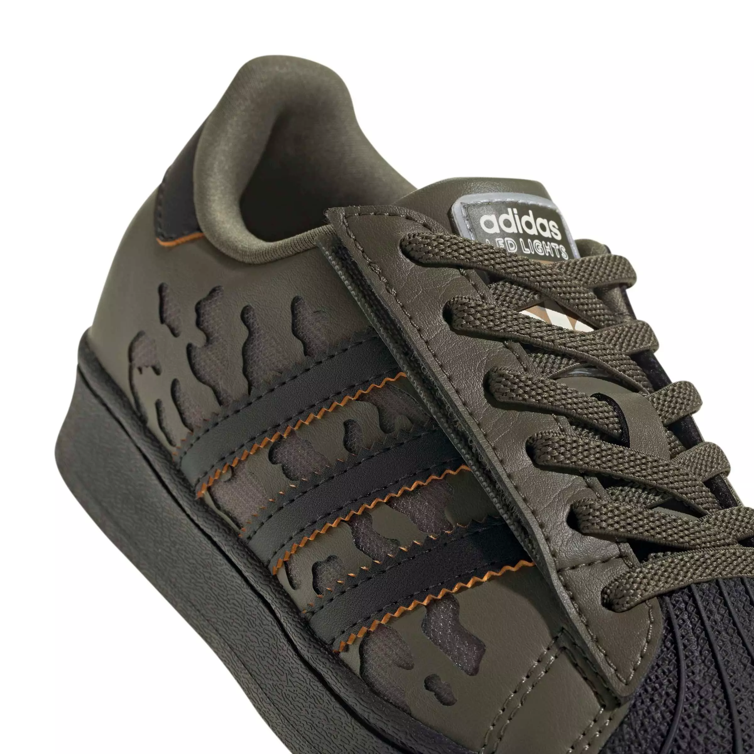 adidas Originals Superstar LED Lights CCEL "Silver Pebble/Olive/Core Black" Preschool Boys' Shoe - SILVER/OLIVE/BLACK