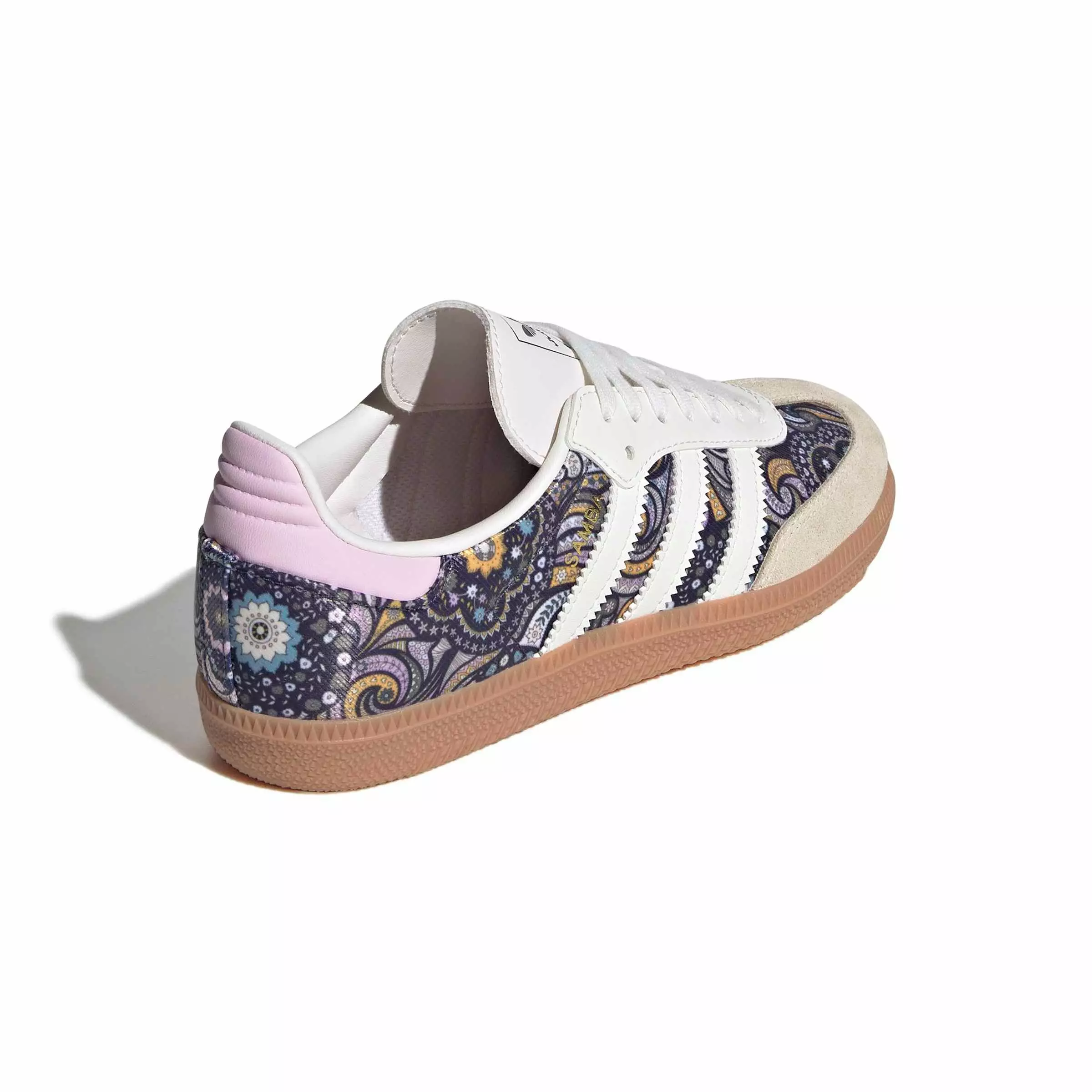 adidas Originals Liberty Samba OG "Core White/Orchid Fusion/Gum 2" Grade School Girls' Shoe - WHITE/PURPLE/BROWN