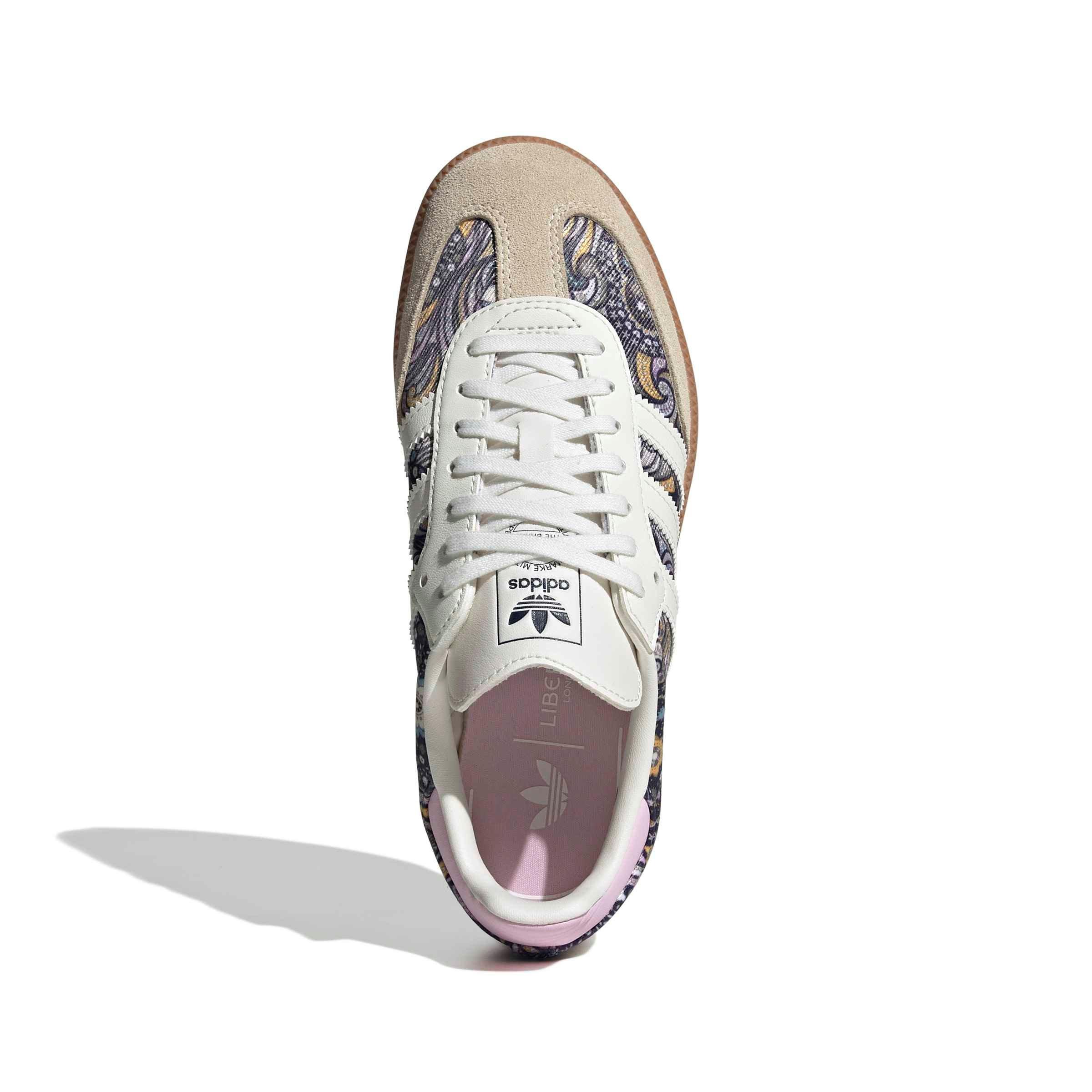 adidas Originals Liberty Samba OG "Core White/Orchid Fusion/Gum 2" Grade School Girls' Shoe - WHITE/PURPLE/BROWN Thumbnail View 5