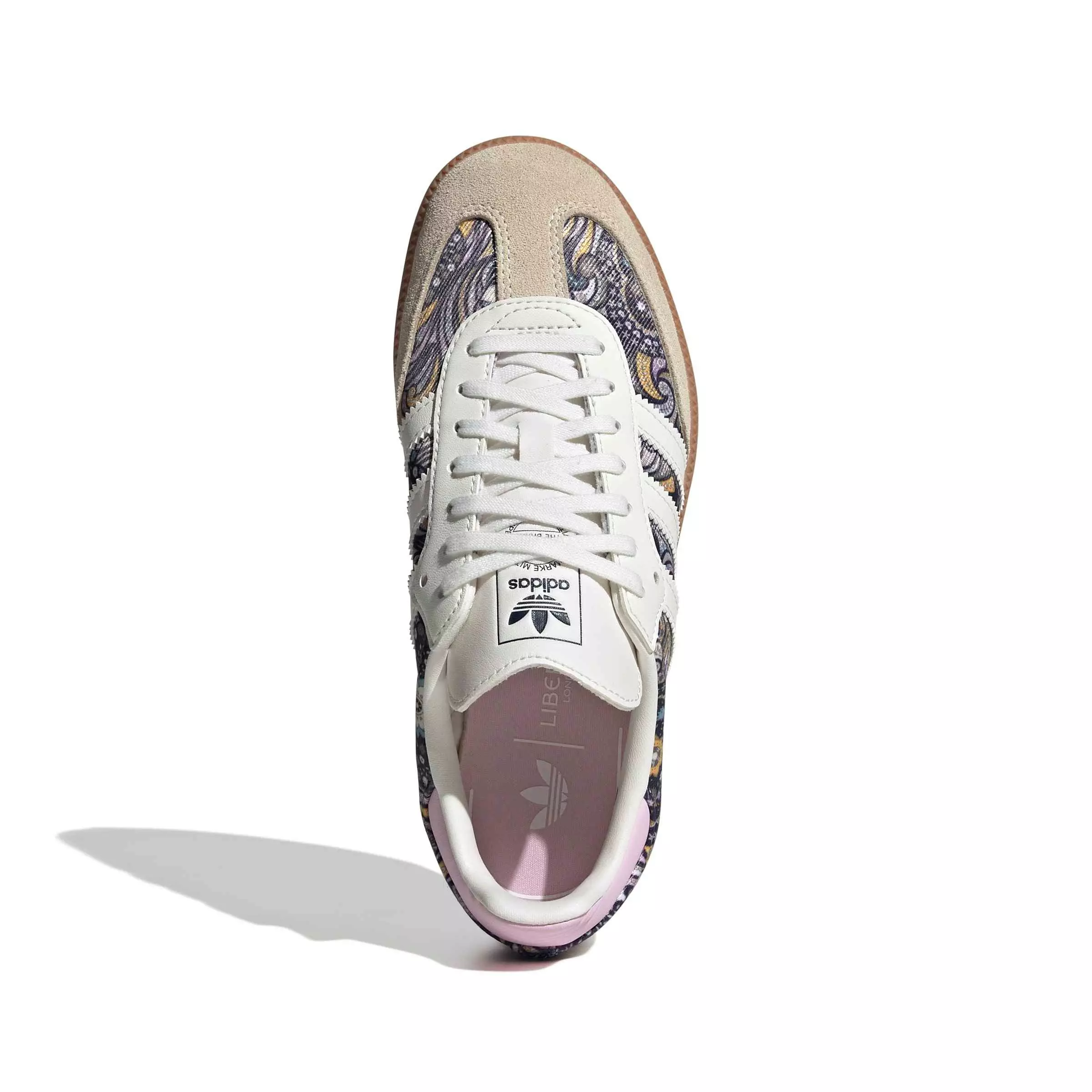 adidas Originals Liberty Samba OG "Core White/Orchid Fusion/Gum 2" Grade School Girls' Shoe - WHITE/PURPLE/BROWN