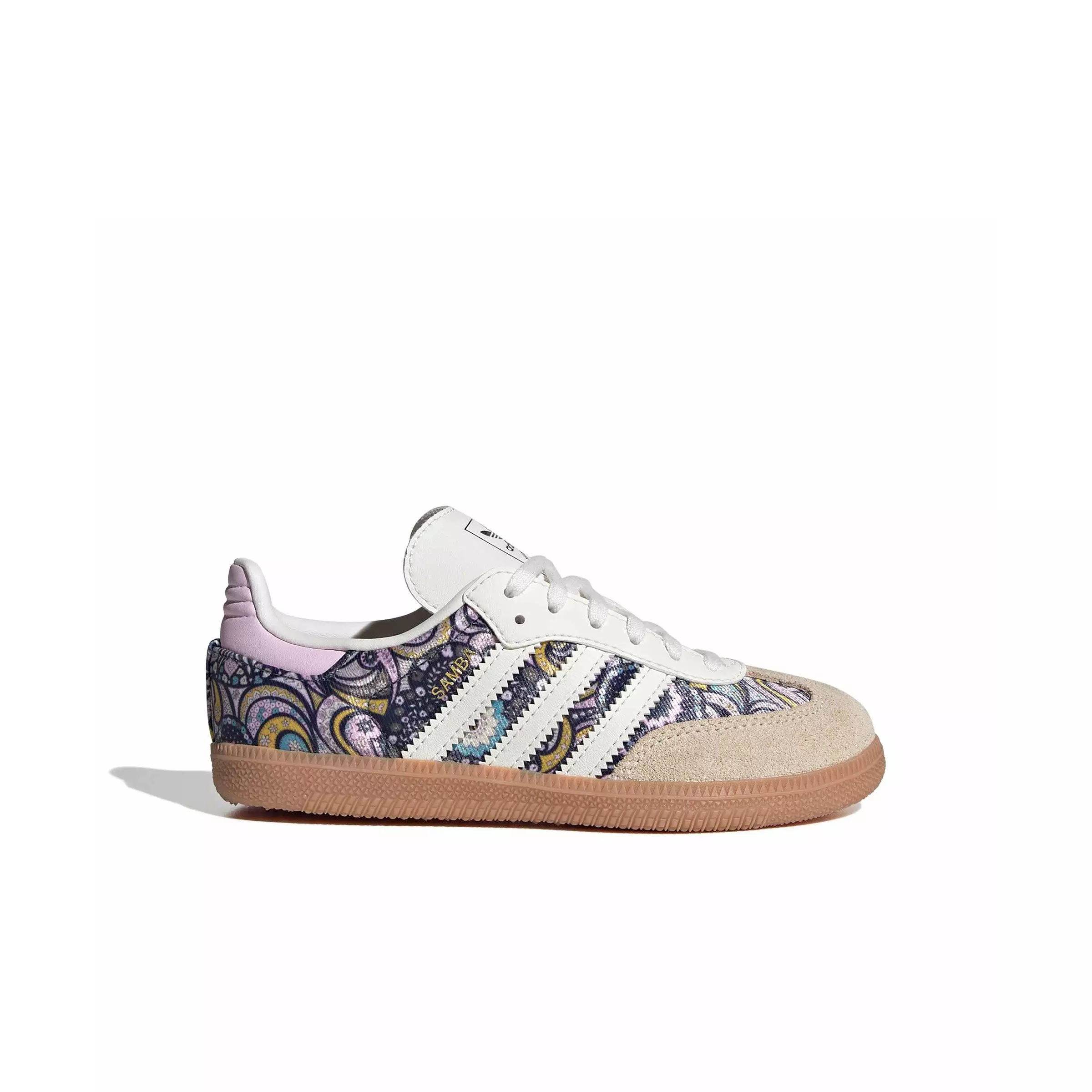 adidas Originals Liberty Samba OG "Core White/Orchid Fusion/Gum 2" Preschool Girls' Shoe - WHITE/ORCHID/GUM