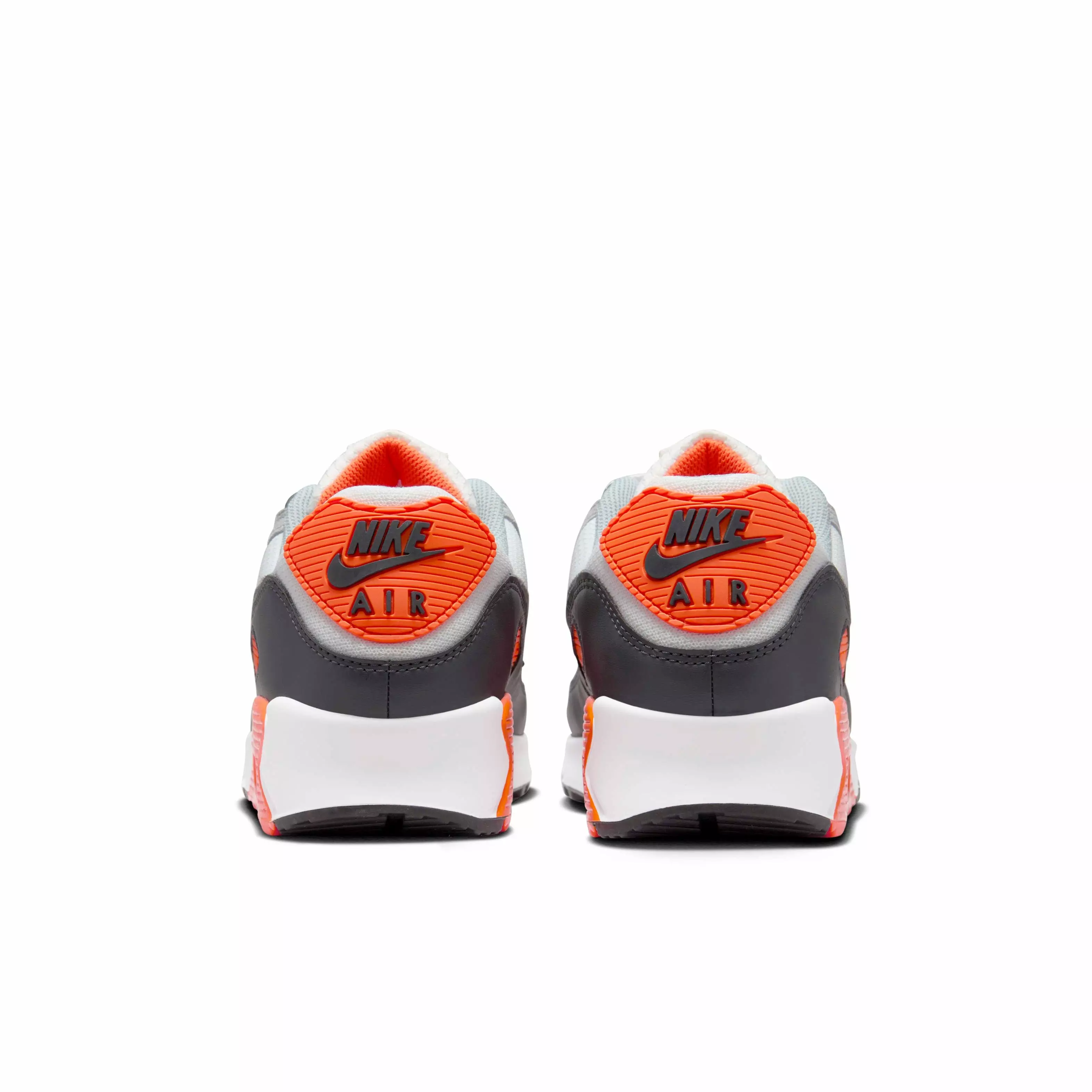Nike Air Max 90 "Summit White/Safety Orange/Dark Smoke Grey/Smoke Grey" Men's Shoe - WHITE/ORANGE/DK GREY/GREY