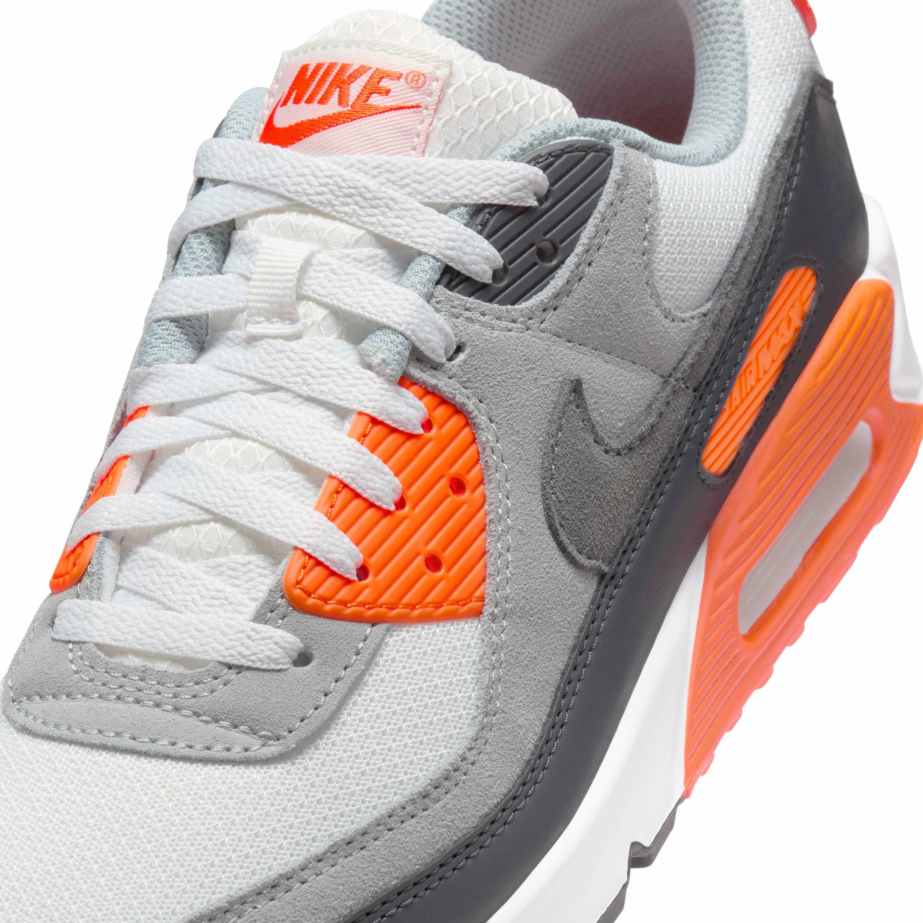 Nike Air Max 90 Men's "Summit White/Safety Orange/Dark Smoke Grey/Smoke Grey" Shoe