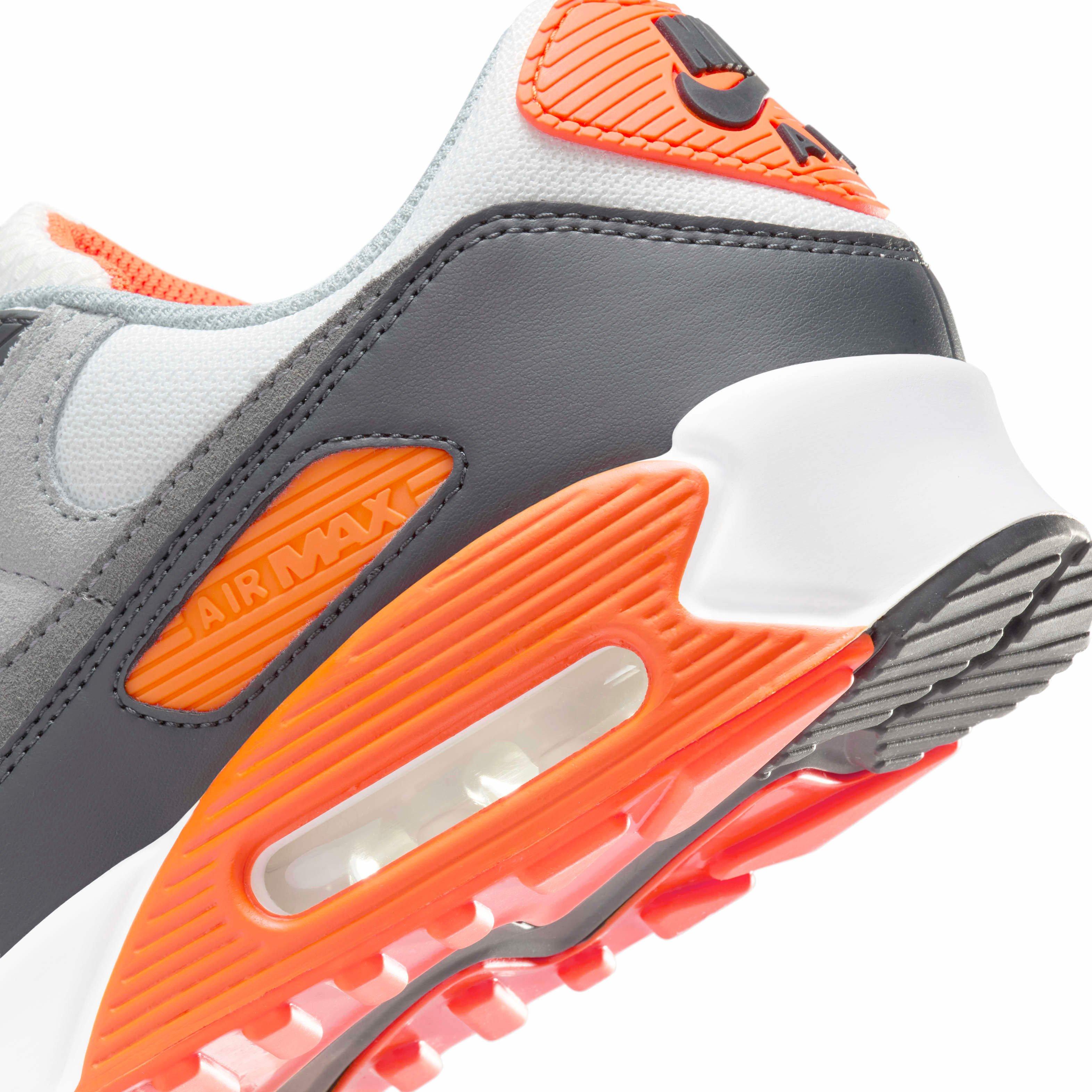 Nike Air Max 90 Men's "Summit White/Safety Orange/Dark Smoke Grey/Smoke Grey" Shoe