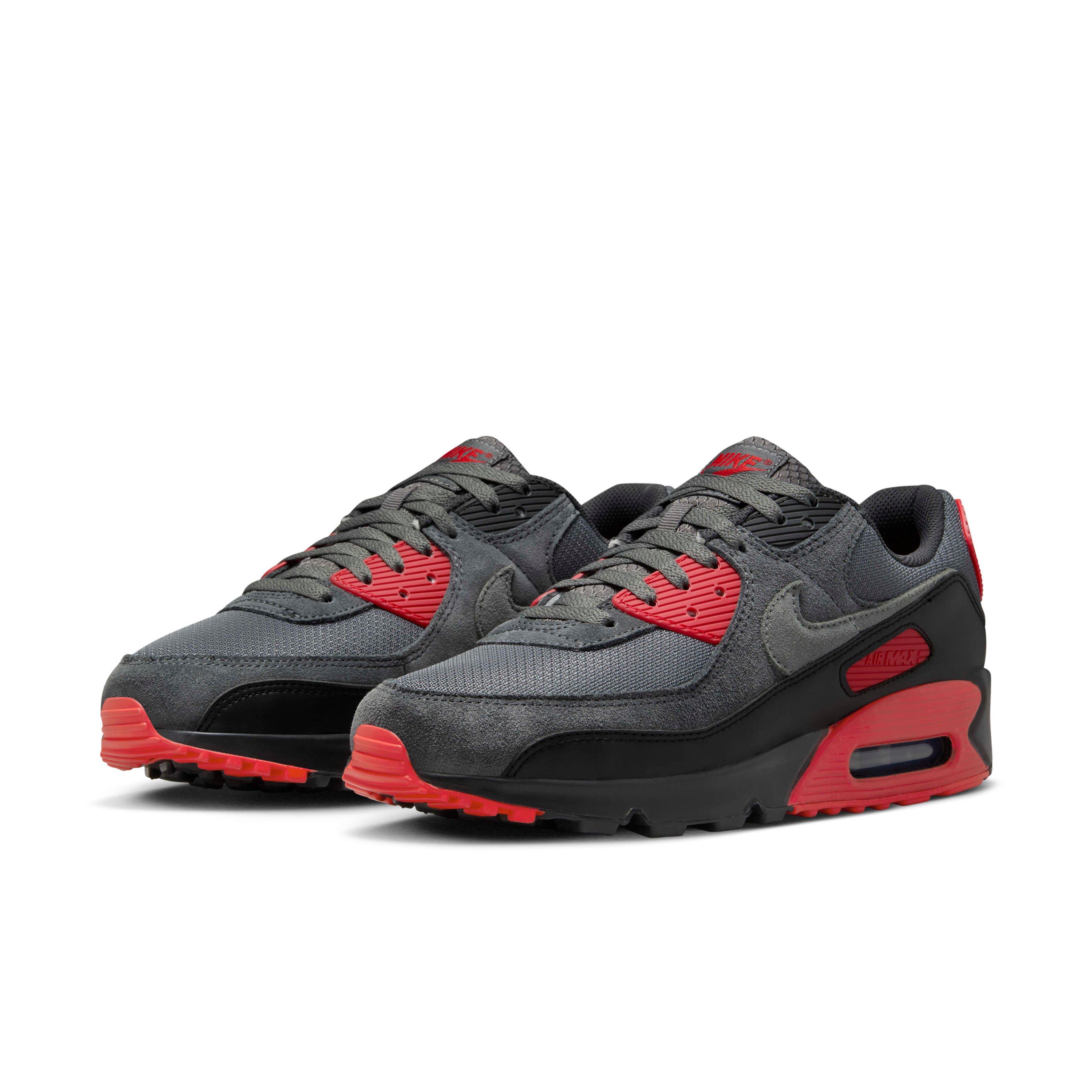 Nike Air Max 90 "Black/Iron Grey/Fire Red/Smoke Grey" Men's Shoe - BLACK/GREY/RED/GREY Thumbnail View 3