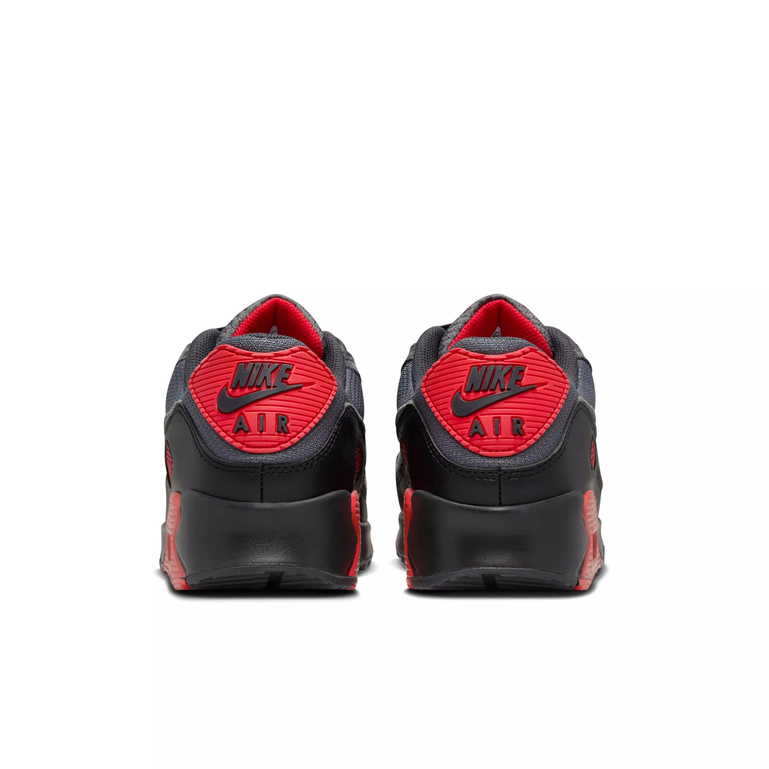 Nike Air Max 90 "Black/Iron Grey/Fire Red/Smoke Grey" Men's Shoe - BLACK/GREY/RED/GREY
