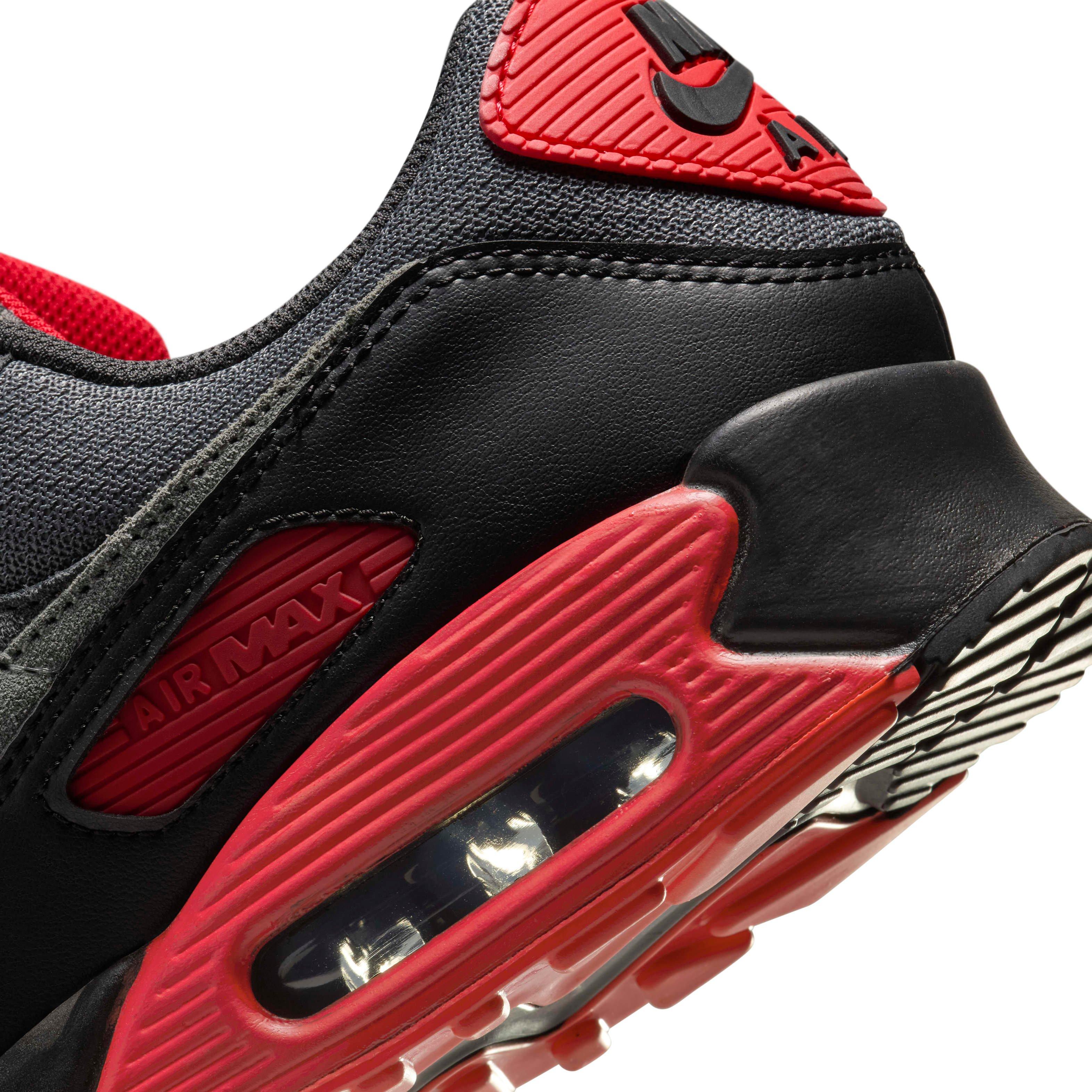 Nike Air Max 90 "Black/Iron Grey/Fire Red/Smoke Grey" Men's Shoe - BLACK/GREY/RED/GREY Thumbnail View 8