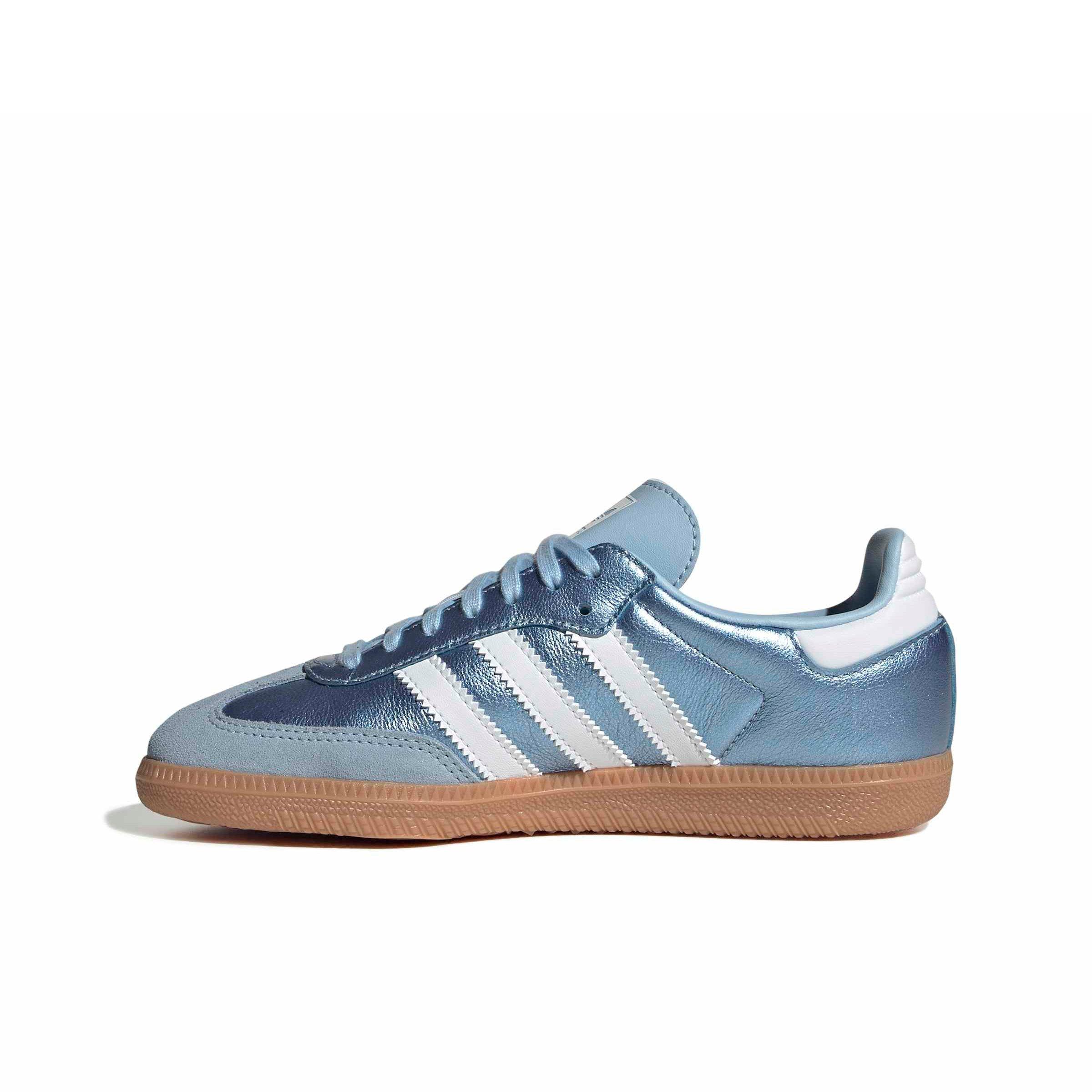 adidas Originals Samba OG "Clear Sky/Ftwr White/Gum 2" Grade School Girls' Shoe - BLUE/WHITE/BROWN