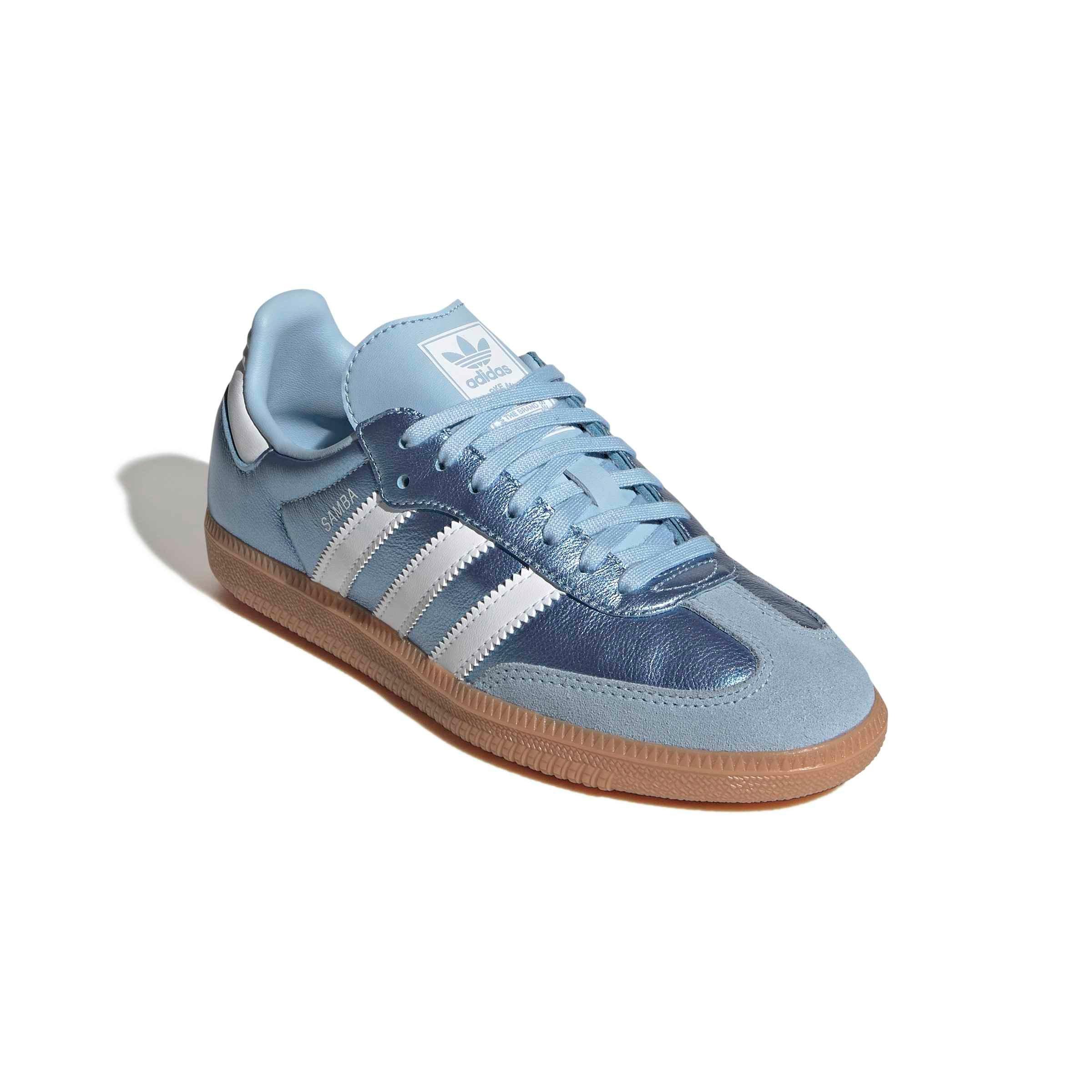 adidas Originals Samba OG "Clear Sky/Ftwr White/Gum 2" Grade School Girls' Shoe - BLUE/WHITE/BROWN
