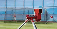 Trend Sports Heater Softball Pitching Machine & Xtender 24' Batting Cage - AS SHOWN