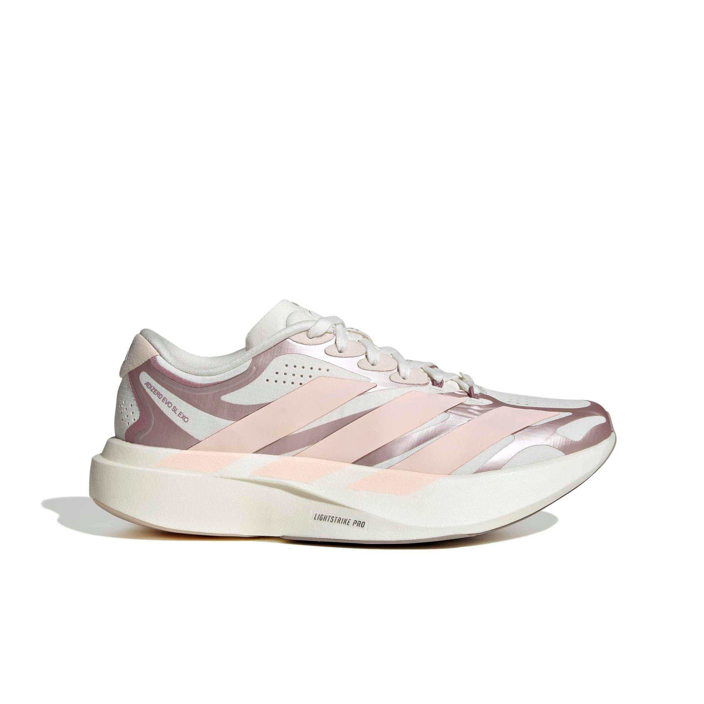 adidas Adizero EVO SL Exo LIGHTSTRIKEPRO "Cloud White/Blush Pink/Vapour Grey" Women's Running Shoe - WHITE/PINK/GREY Thumbnail View 1