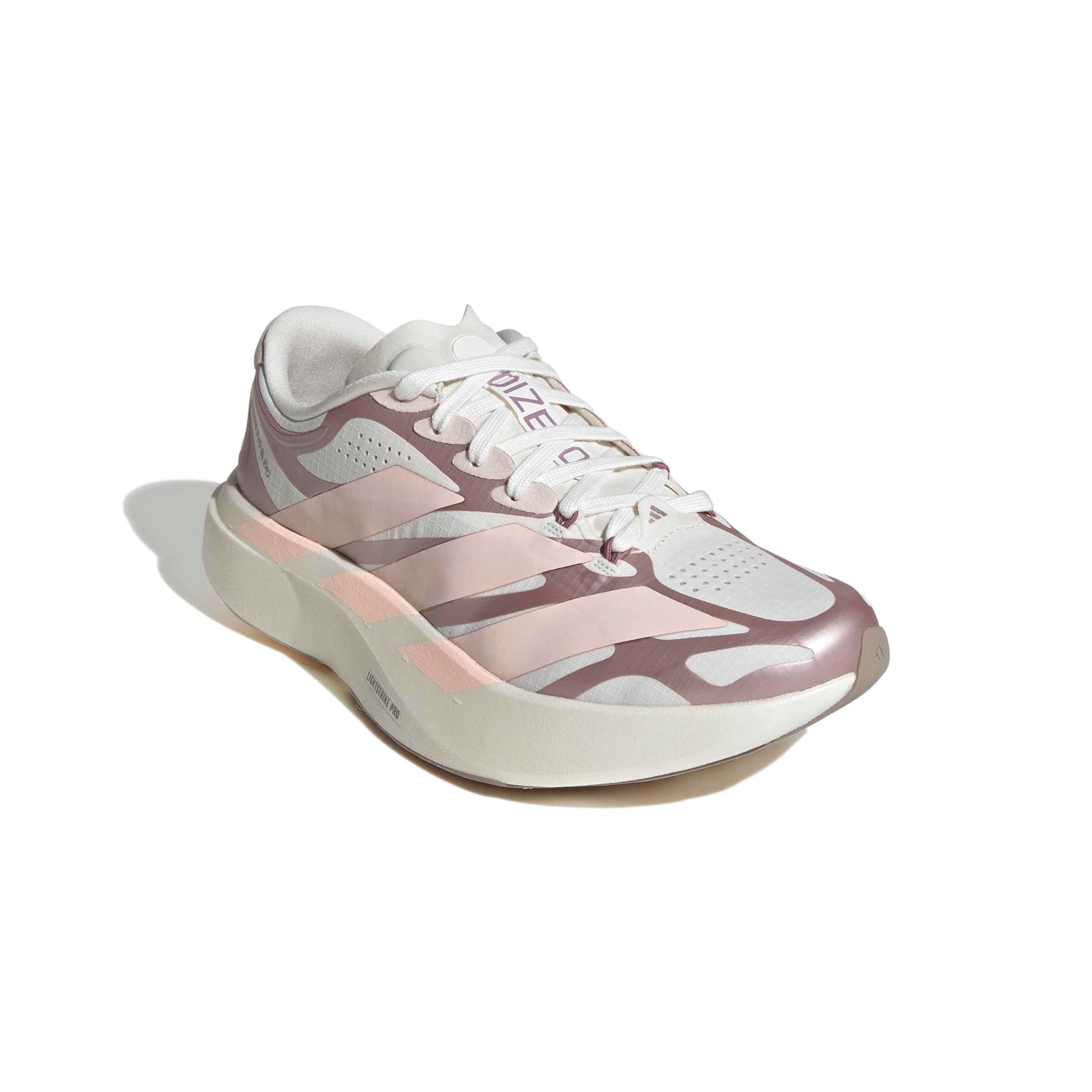 adidas Adizero EVO SL Exo LIGHTSTRIKEPRO "Cloud White/Blush Pink/Vapour Grey" Women's Running Shoe - WHITE/PINK/GREY Thumbnail View 3