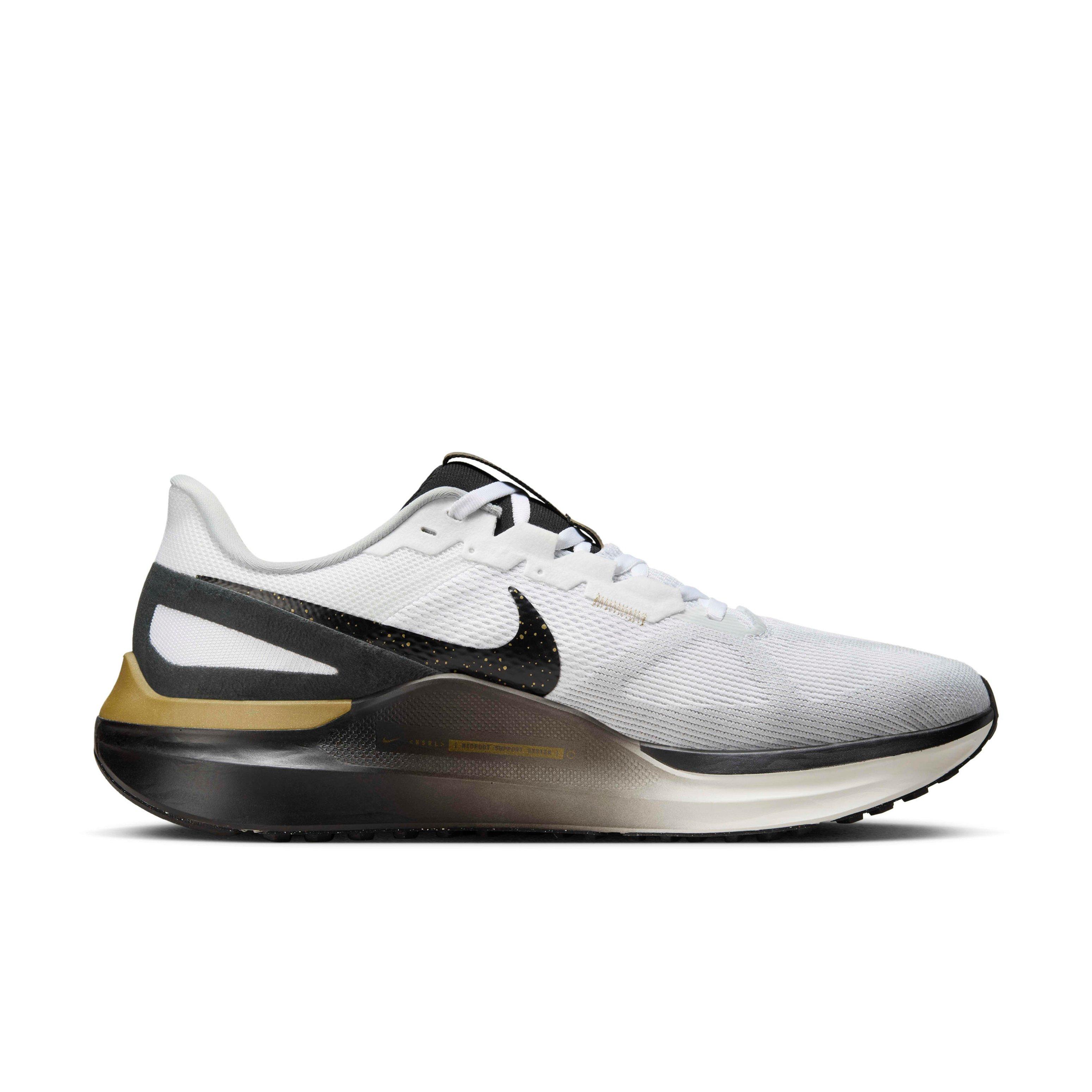 Nike Structure 25 "White/Metallic Gold/Light Smoke Grey/Black" Men's Running Shoe - WHITE/GOLD/LT GREY/BLACK Thumbnail View 1