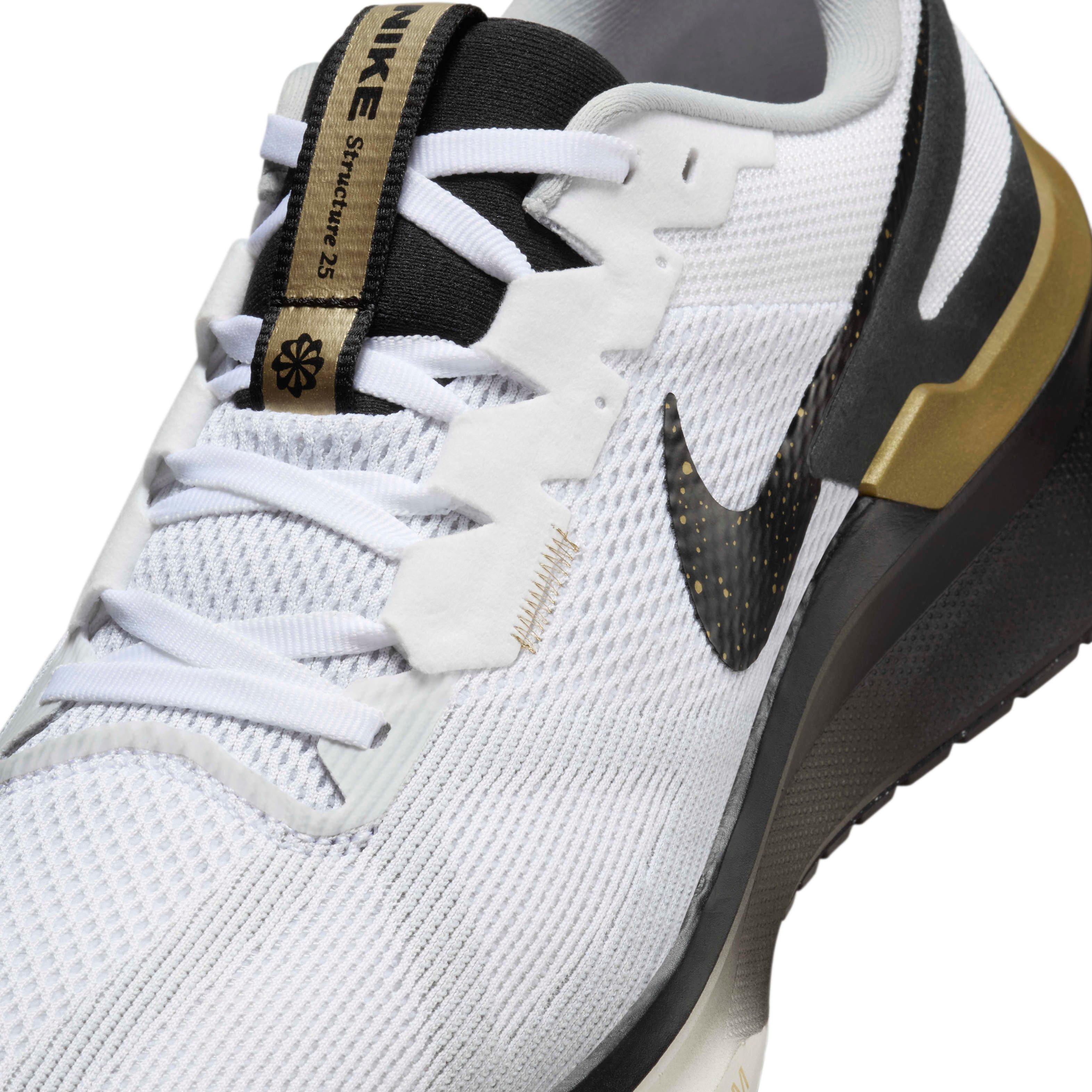 Nike Structure 25 "White/Metallic Gold/Light Smoke Grey/Black" Men's Running Shoe - WHITE/GOLD/LT GREY/BLACK Thumbnail View 7