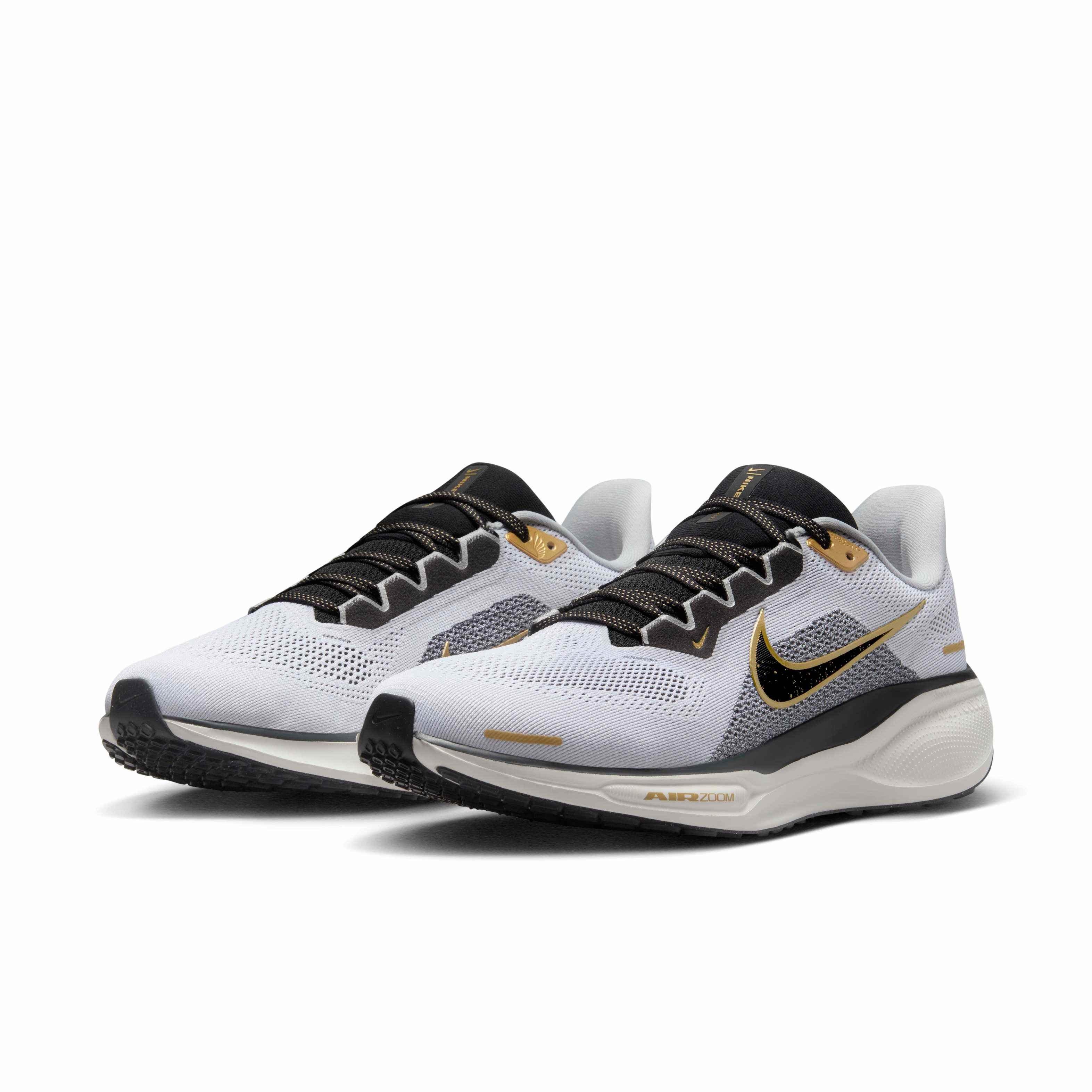 Nike Pegasus 41 "White/Metallic Gold/Light Smoke Grey/Black" Men's Running Shoe - WHITE/GOLD/LT GREY/BLACK Thumbnail View 3