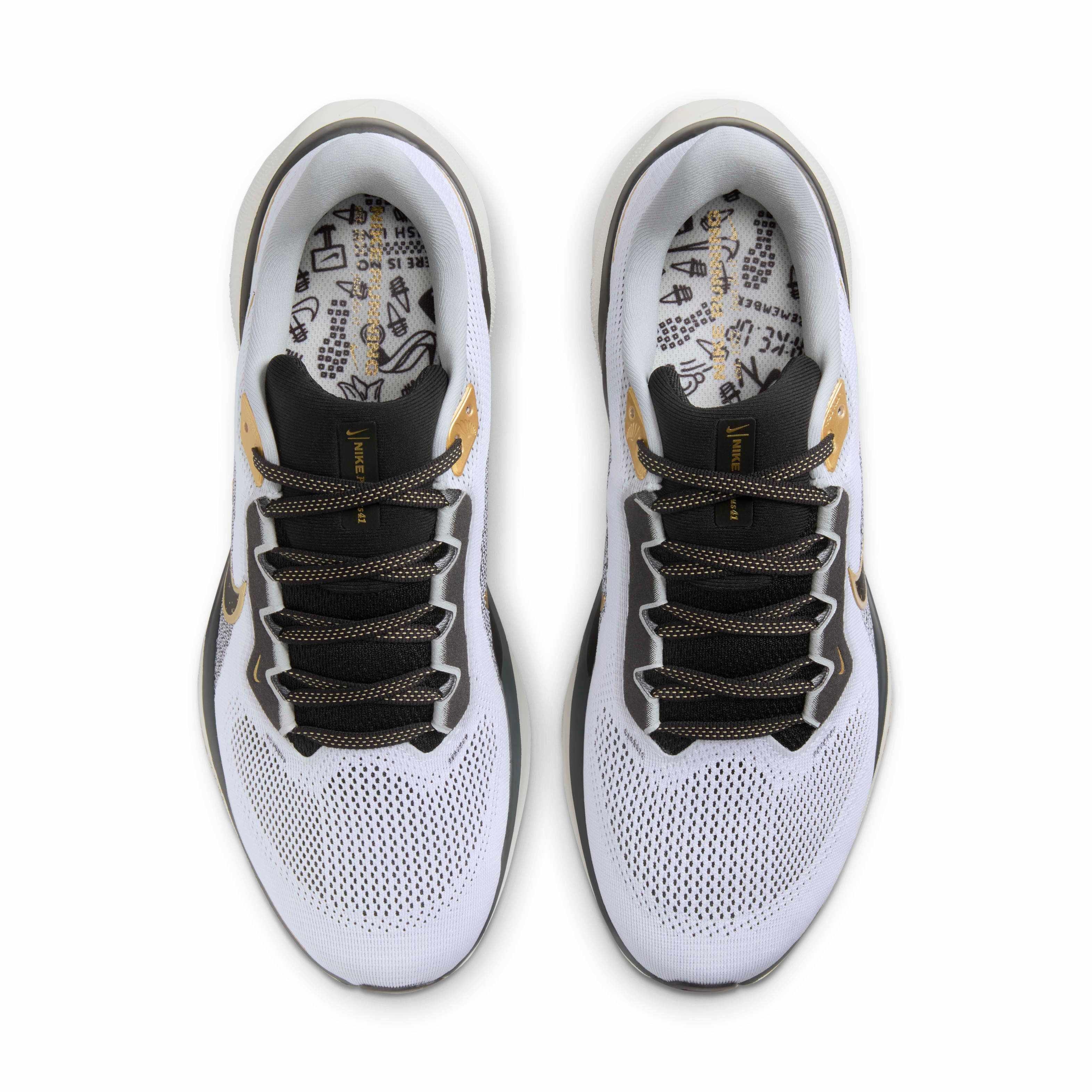 Nike Pegasus 41 "White/Metallic Gold/Light Smoke Grey/Black" Men's Running Shoe - WHITE/GOLD/LT GREY/BLACK Thumbnail View 4