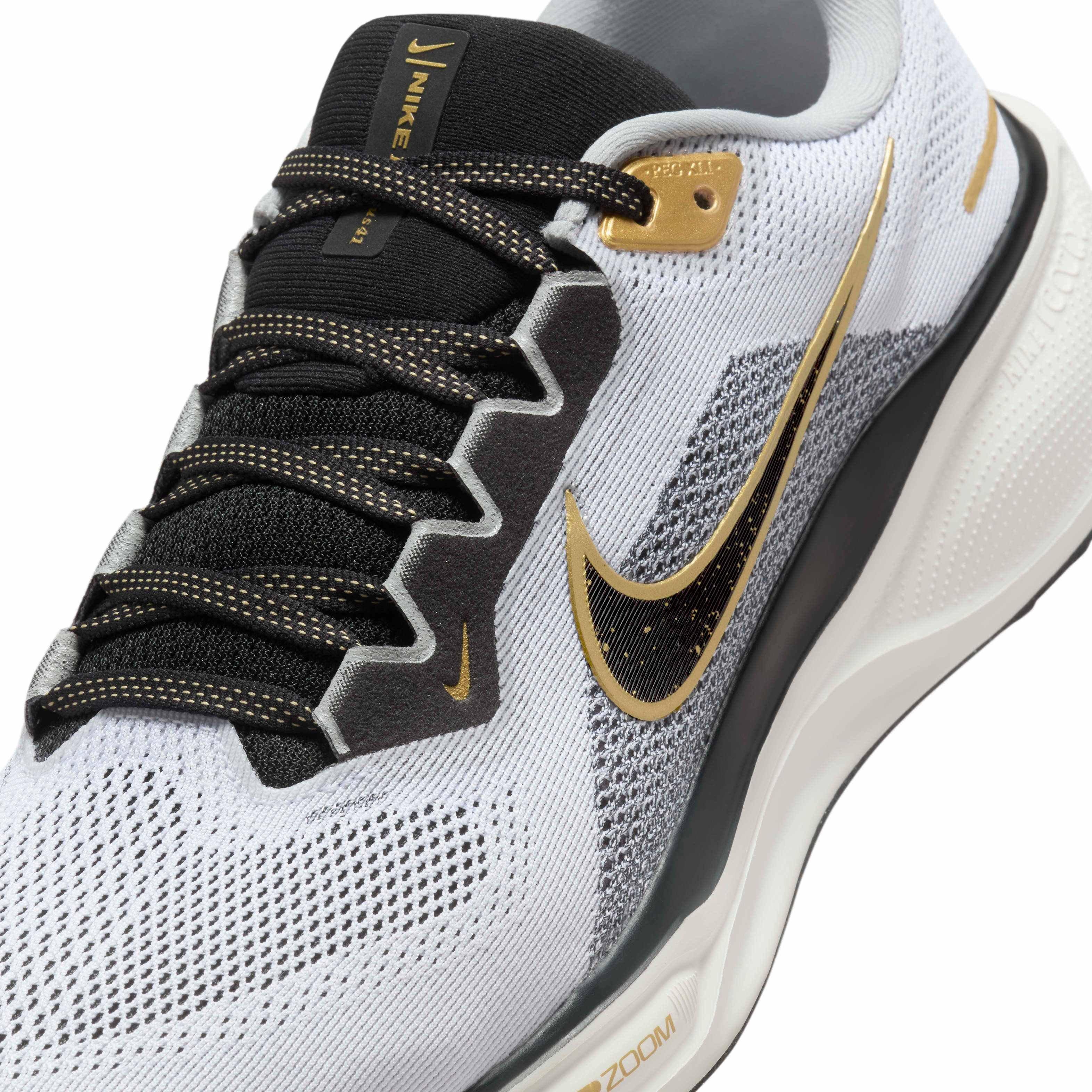 Nike Pegasus 41 "White/Metallic Gold/Light Smoke Grey/Black" Men's Running Shoe - WHITE/GOLD/LT GREY/BLACK Thumbnail View 7