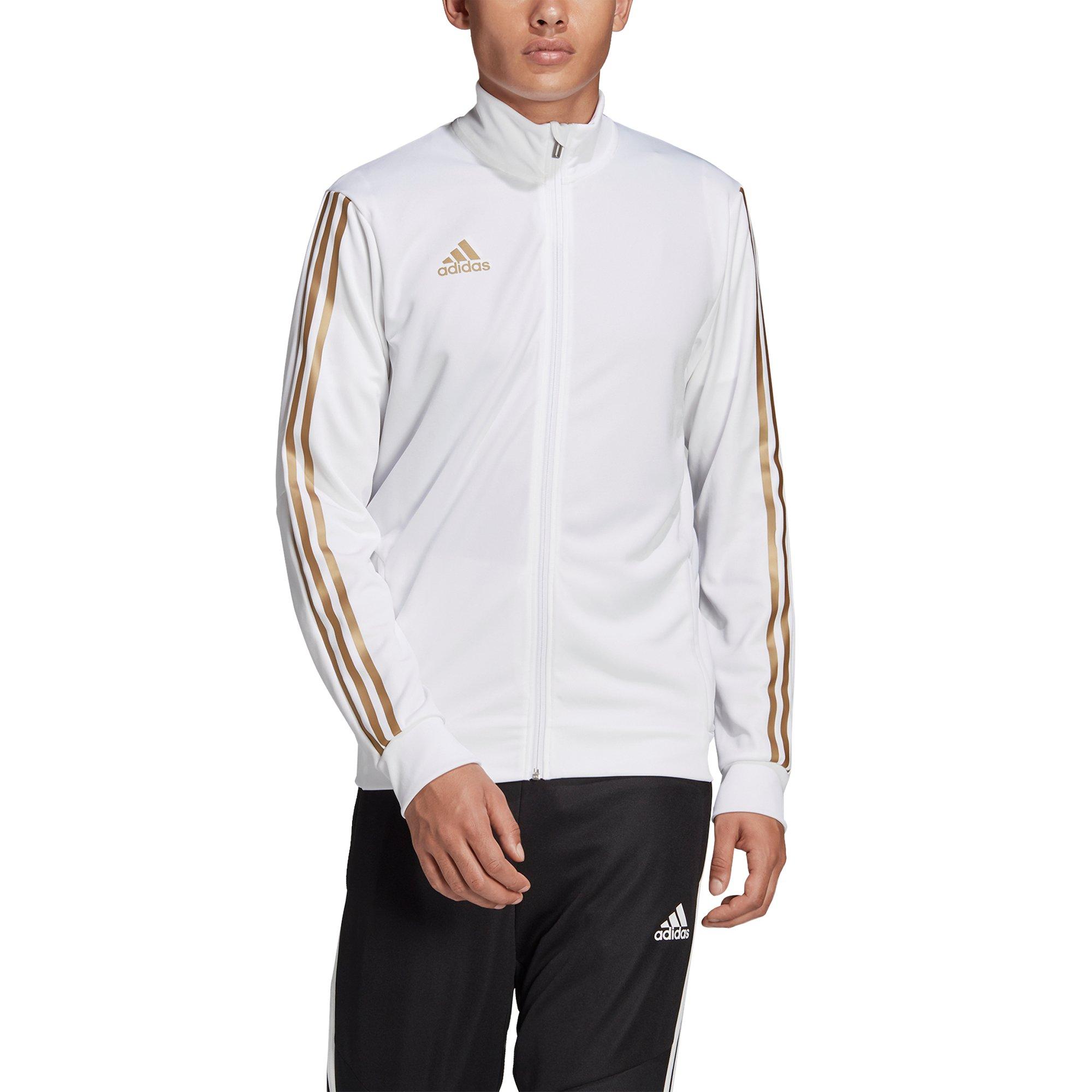 white and gold adidas track jacket