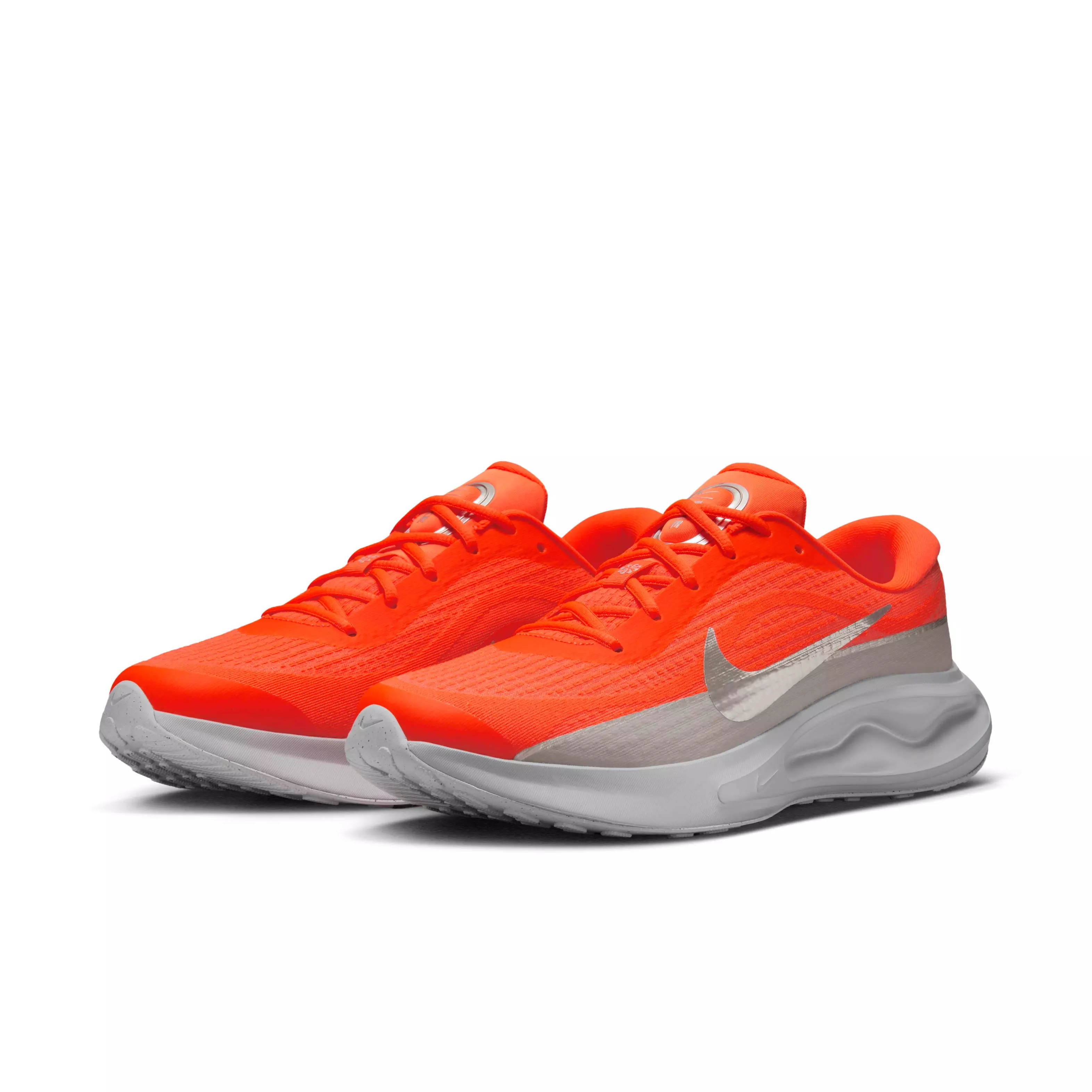 Nike Journey Run "Hyper Crimson/Wolf Grey/Safety Orange/Metallic Silver" Men's Running Shoe - CRIMSON/GREY/ORANGE/SILVER