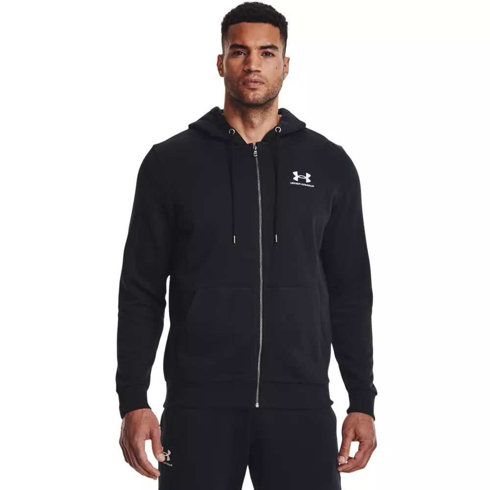 Under Armour Men's Essential Fleece Full-Zip Hoodie-Black